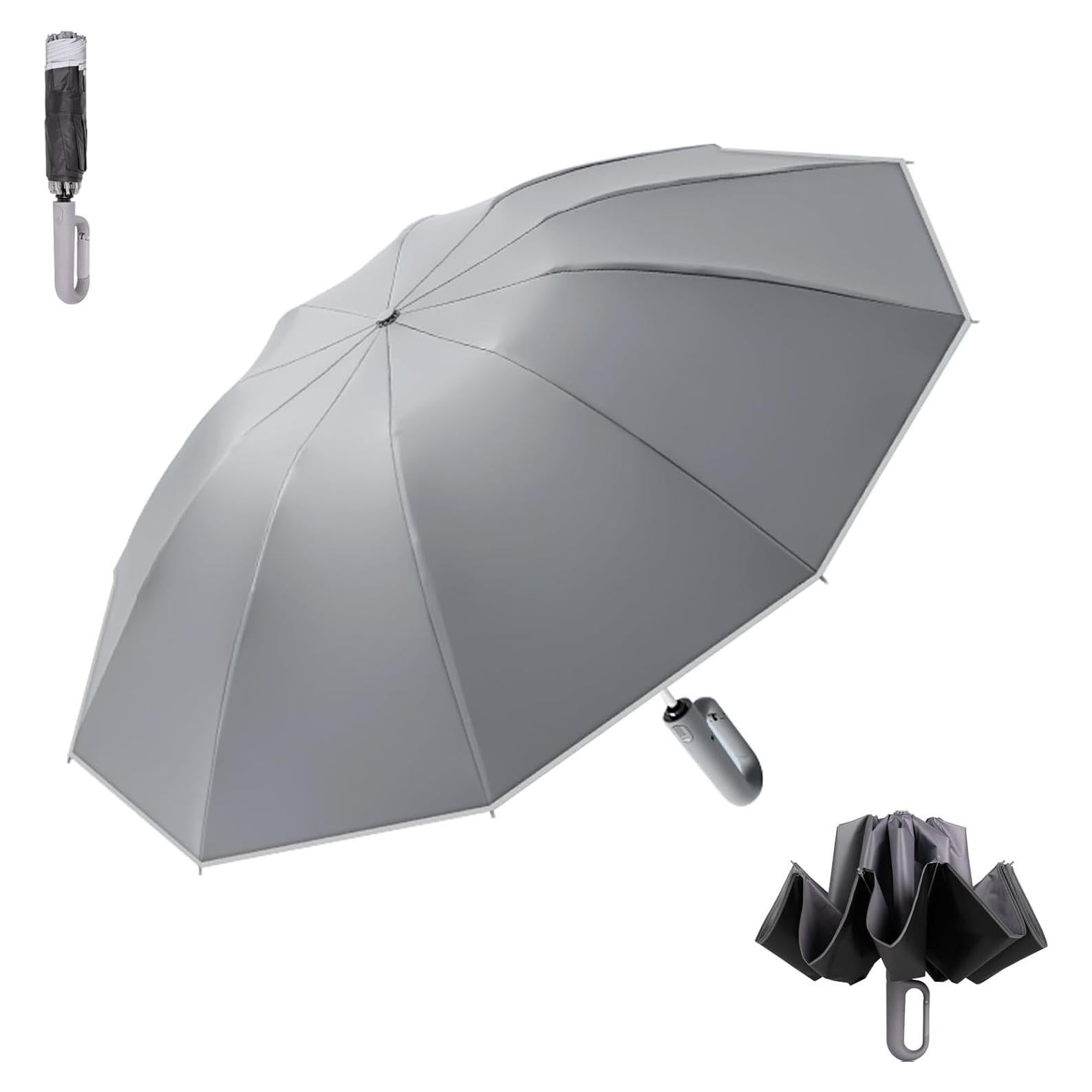 Paraguas Invertido Automático Afkengung Gris Compacto
