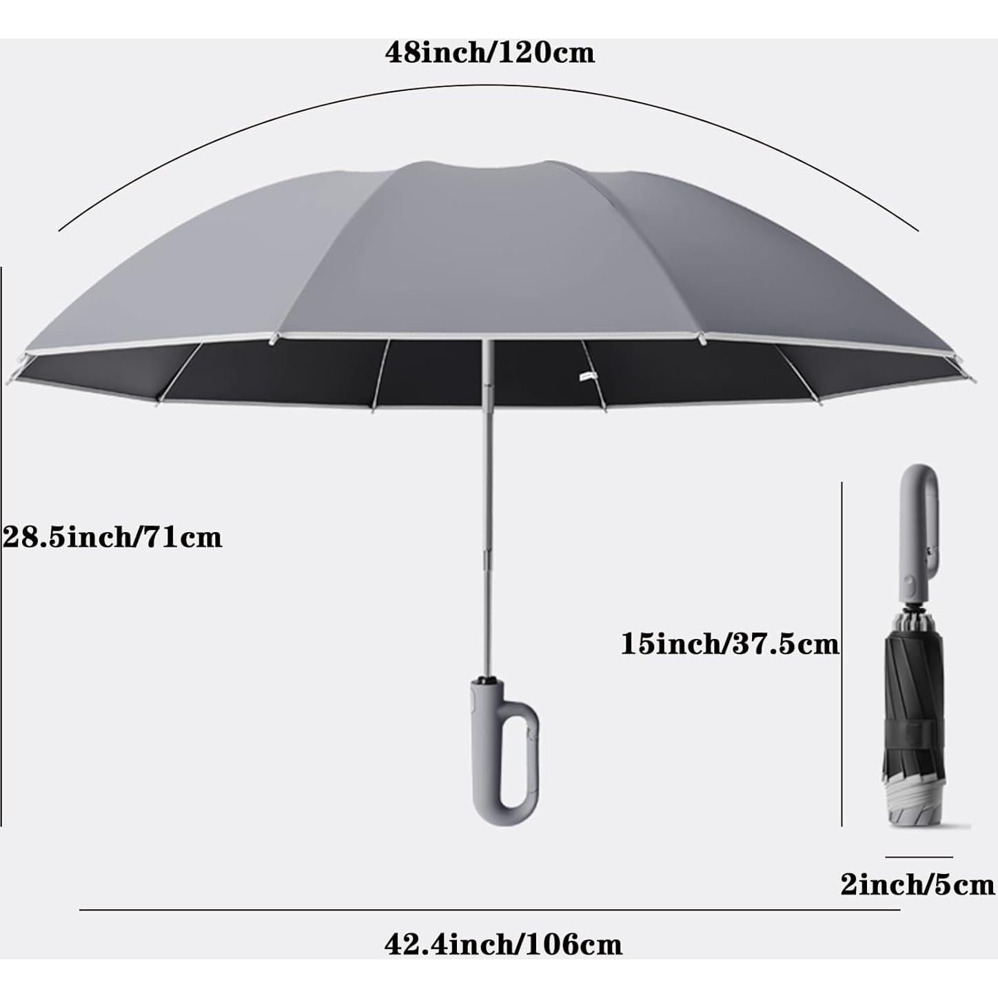 Paraguas Invertido Automático Afkengung Gris Compacto