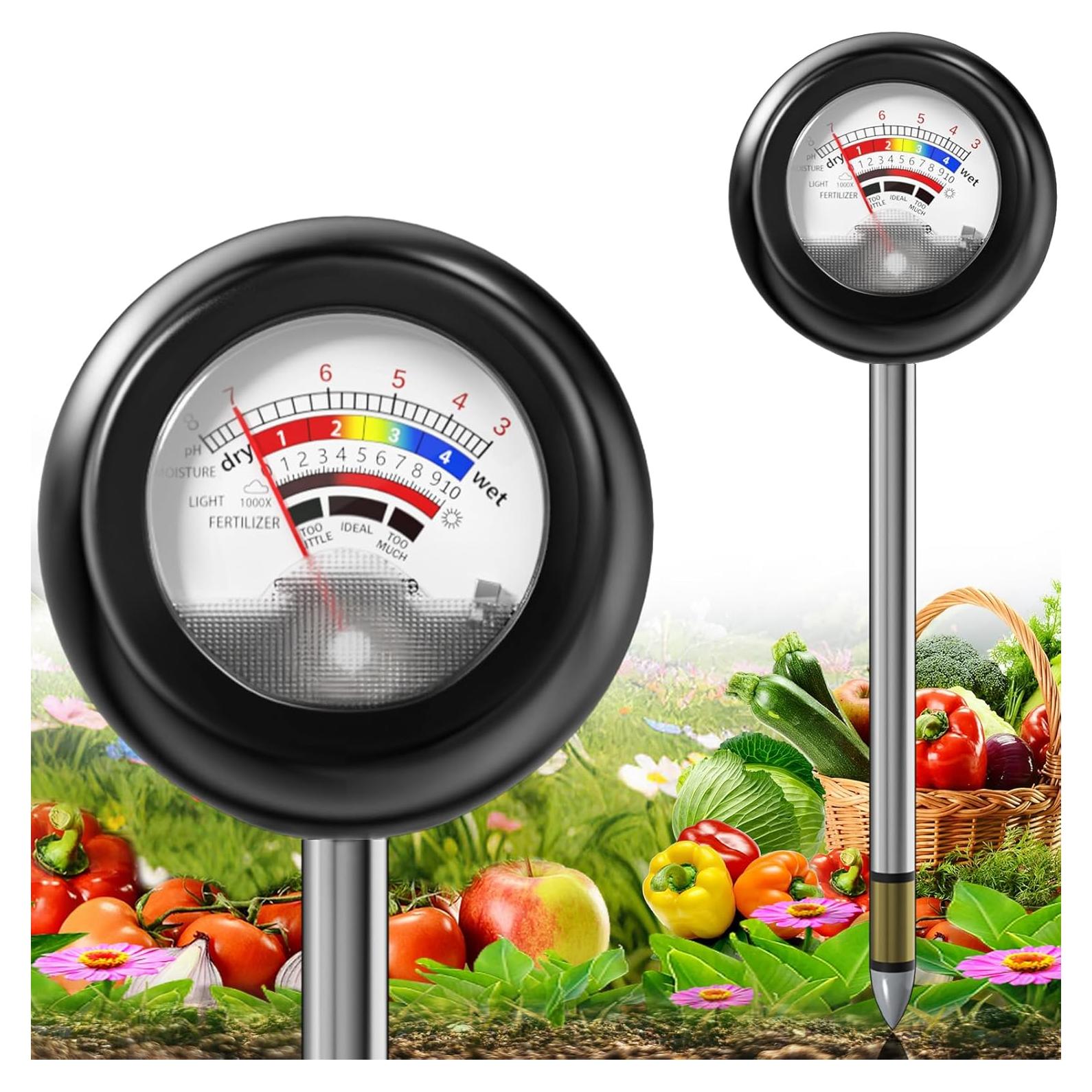 Probador de Suelo 4 en 1 Vitamicor - Medidor de Humedad, pH y Luz