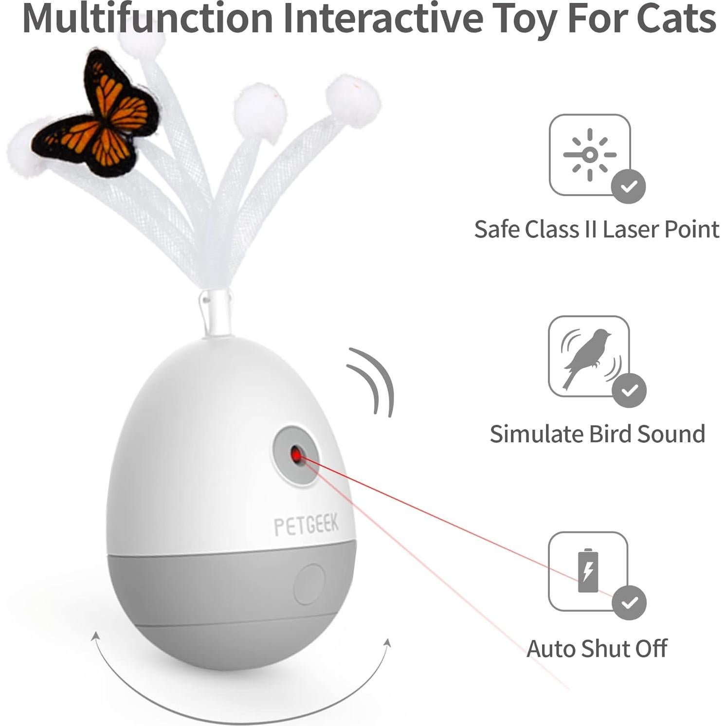 Juguete Interactivo para Gatos PETGEEK con Puntero Láser y Sonido