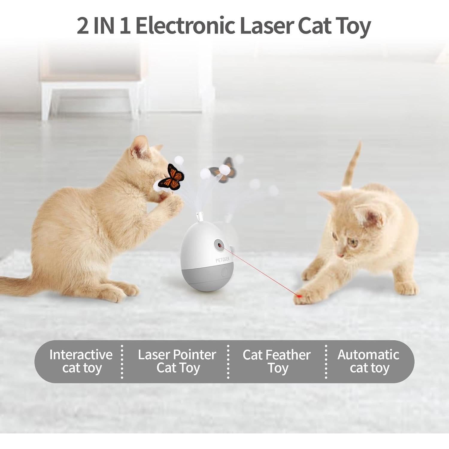 Juguete Interactivo para Gatos PETGEEK con Puntero Láser y Sonido