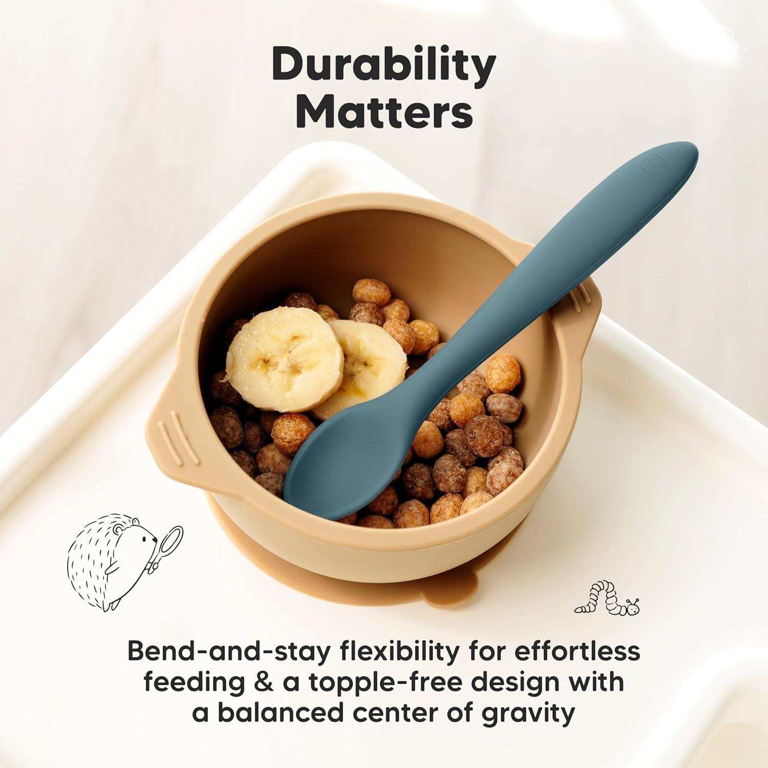 Set de 3 Cucharas de Silicona KeaBabies para Bebés 6-12 meses