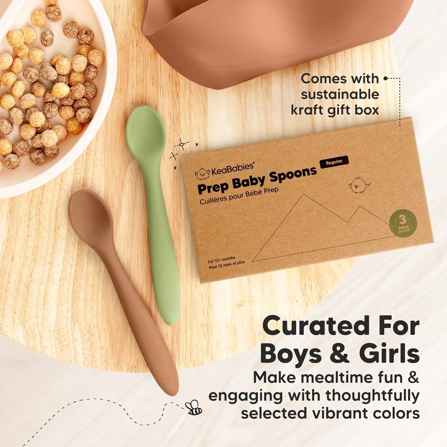 Set de 3 Cucharas de Silicona KeaBabies para Bebés 6-12 meses