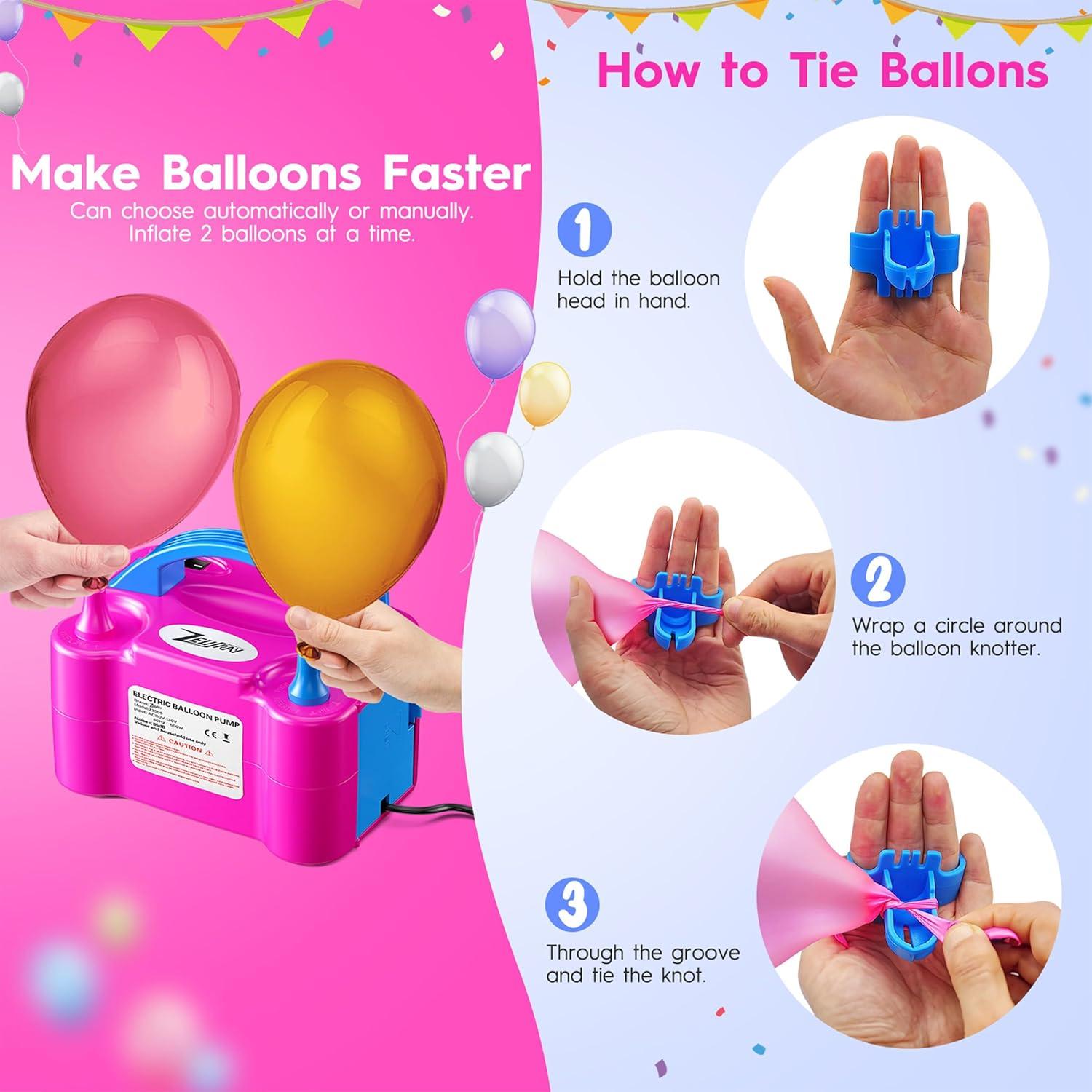 Bomba de Globo Eléctrica Portátil ZEUSRAY 600W Doble Boquilla