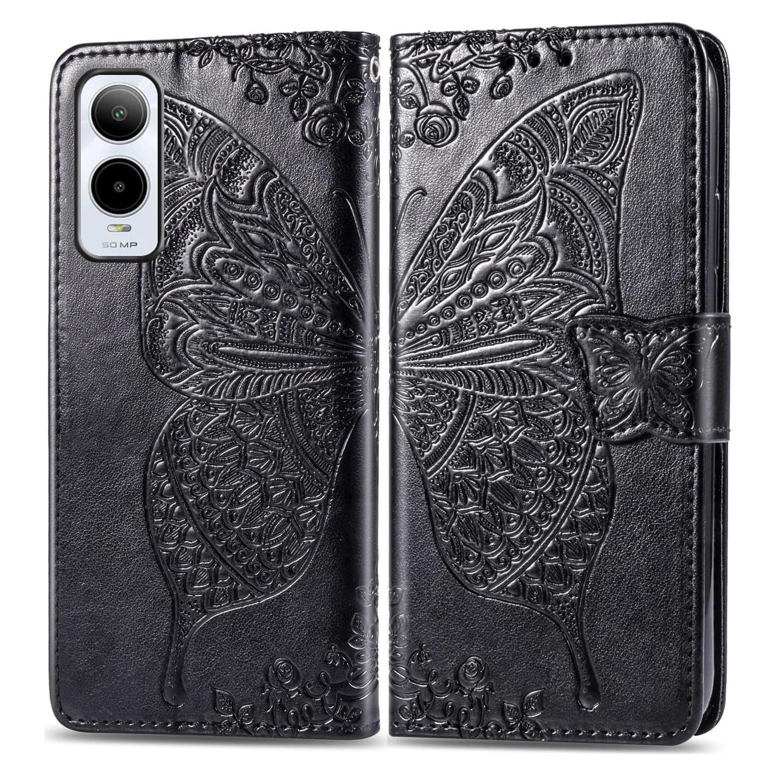 Funda de PU para Cricket Icon 6 SL219C - Negro con Flores