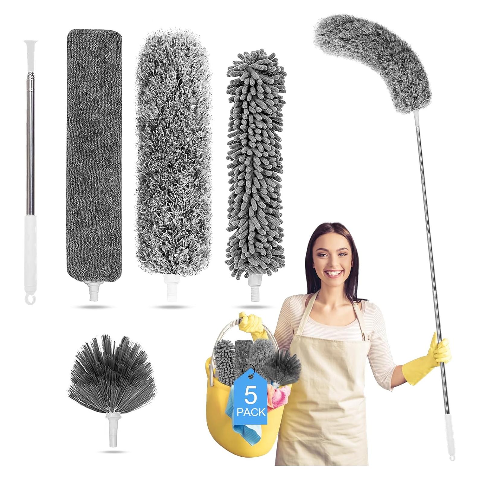 Kit de Plumeros Tiumso 5 en 1 Extensible 254 cm Microfibra