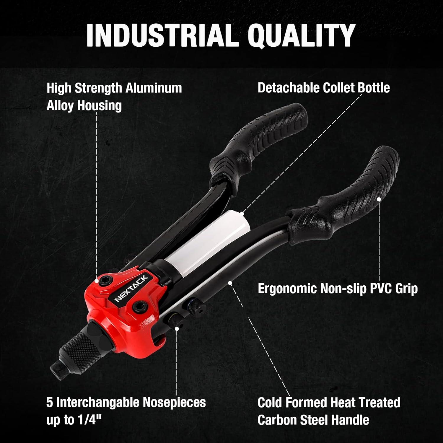 Pistola de Remaches NEXTACK NT300 con 350 Remaches 1/4"