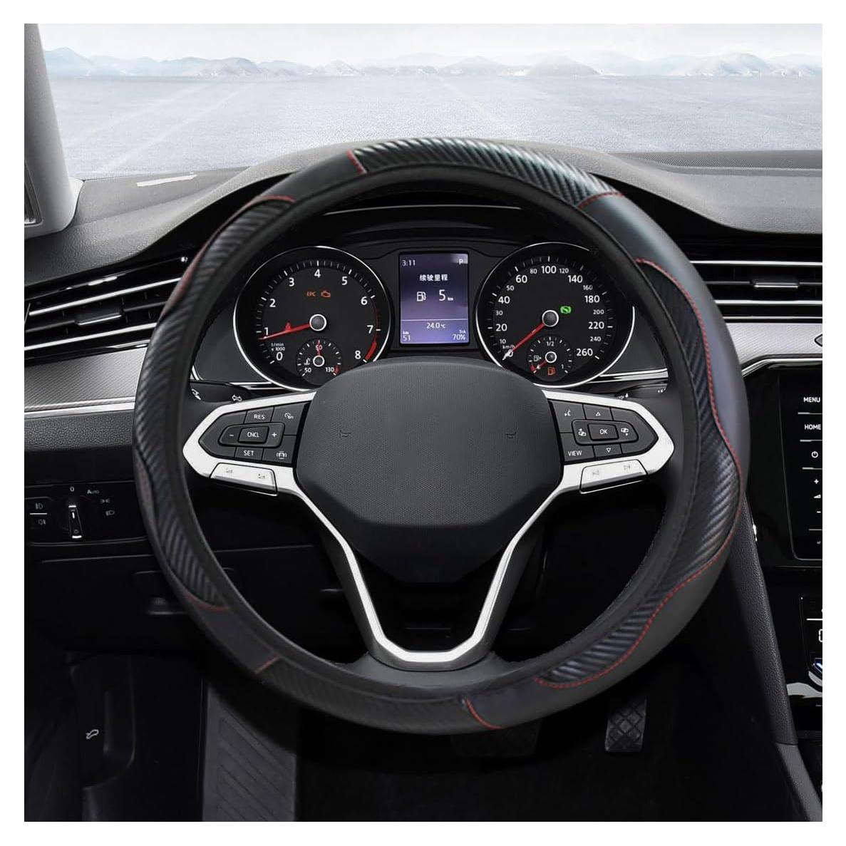 Funda de Volante KITUREK 38 cm Cuero Fibra Carbono Antideslizante