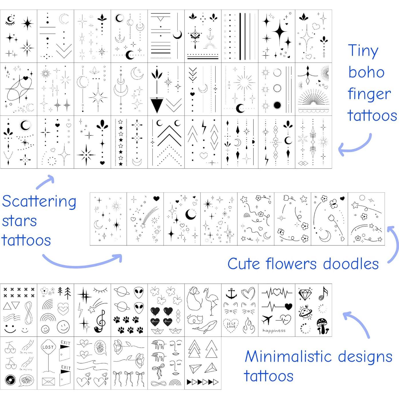 Tatuajes Temporales Minimalistas Everjoy - 50 Pcs Doodles Boho