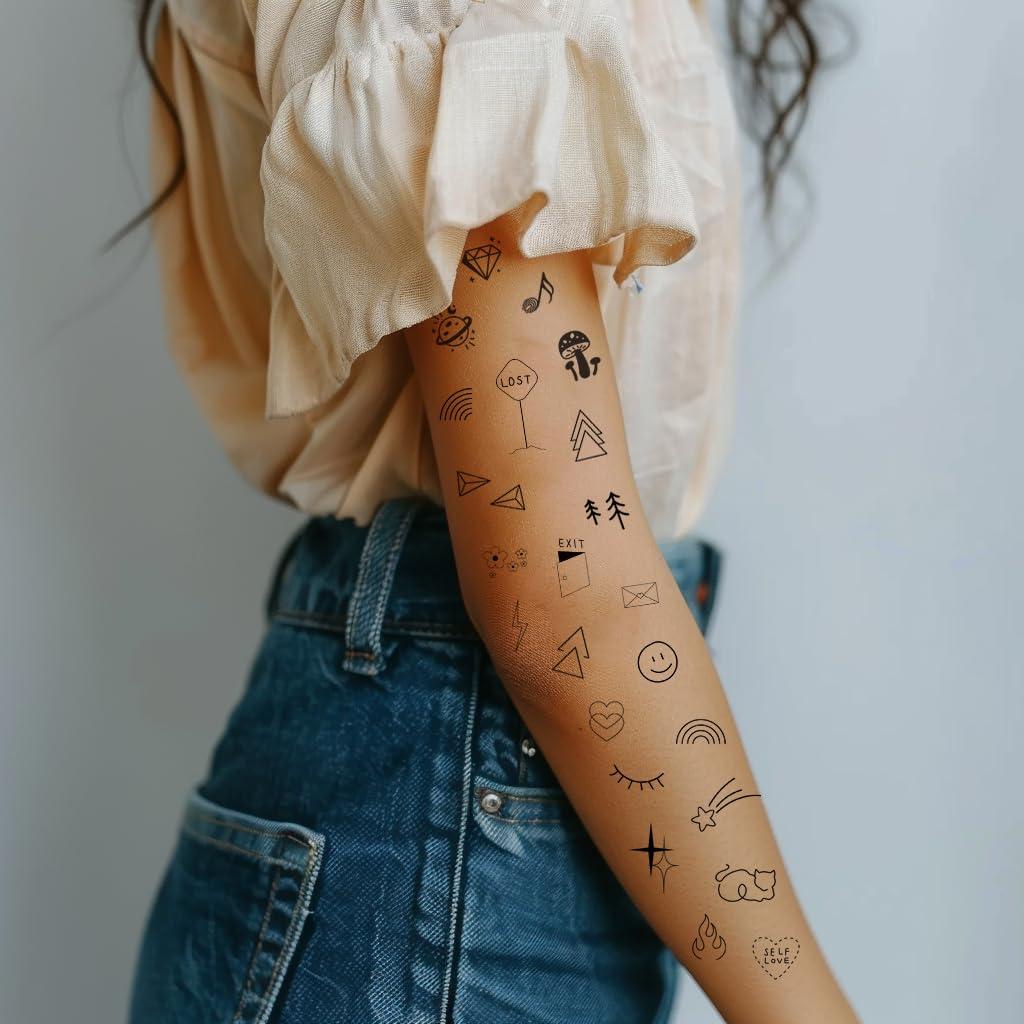 Tatuajes Temporales Minimalistas Everjoy - 50 Pcs Doodles Boho