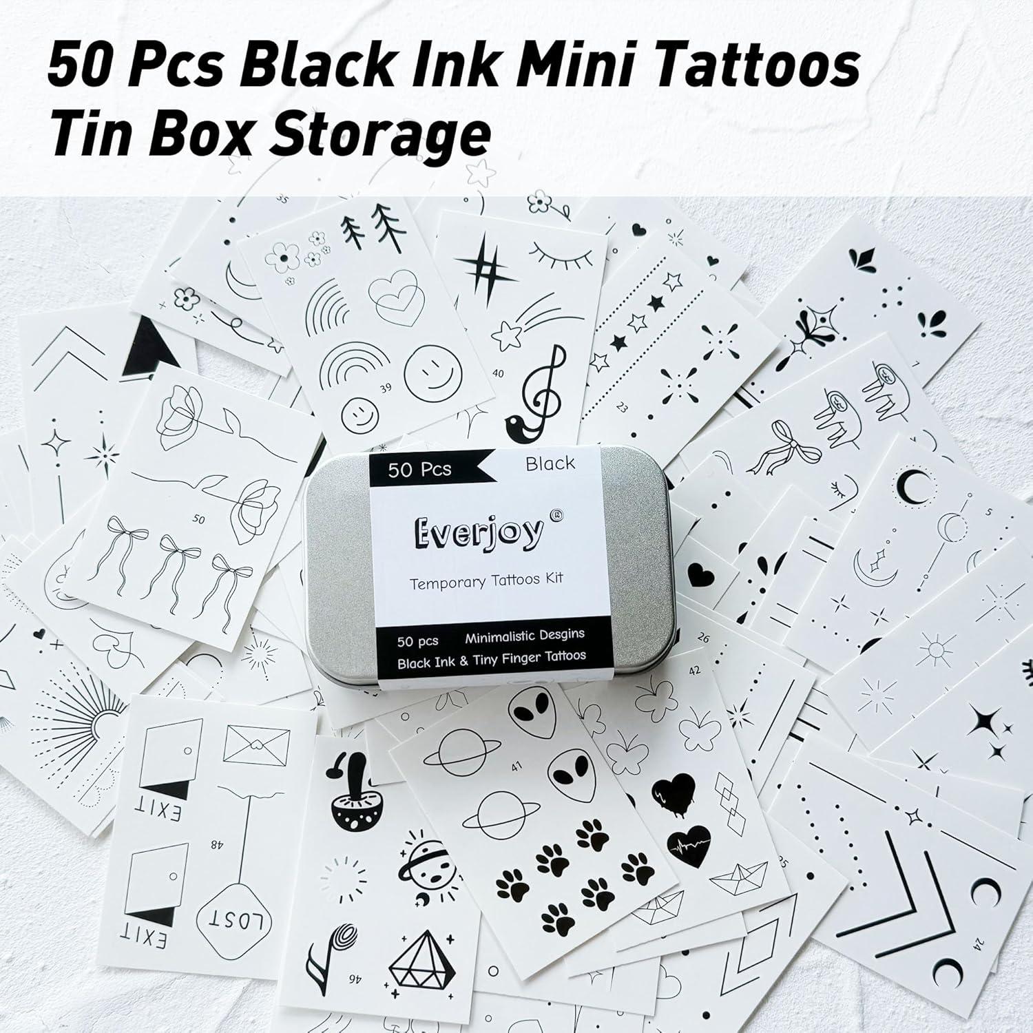 Tatuajes Temporales Minimalistas Everjoy - 50 Pcs Doodles Boho