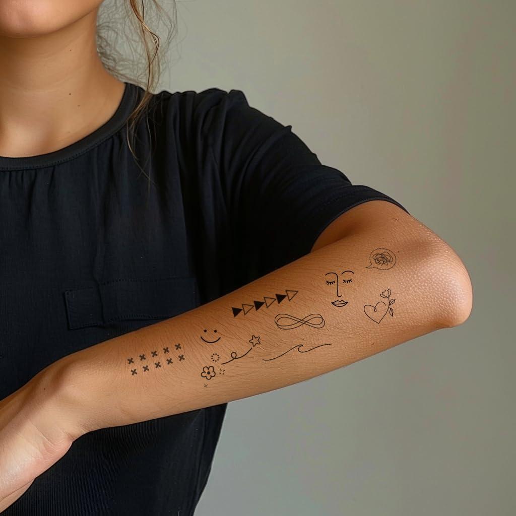 Tatuajes Temporales Minimalistas Everjoy - 50 Pcs Doodles Boho