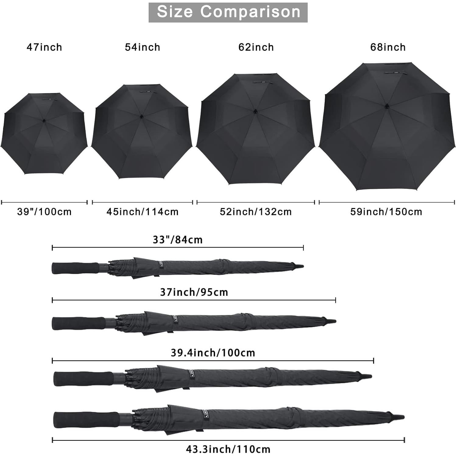 Paraguas de Golf G4Free Automático Doble Dosel 119 cm Negro