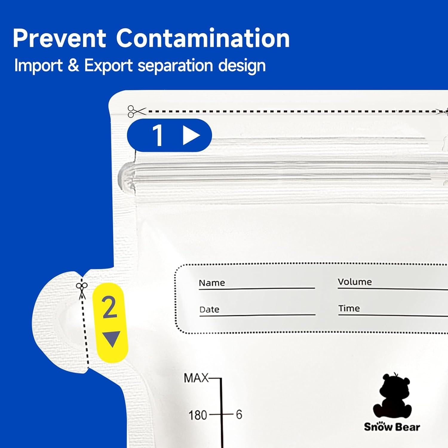 Bolsa de Almacenamiento de Leche Materna Snow Bear 6oz - 120 Unidades