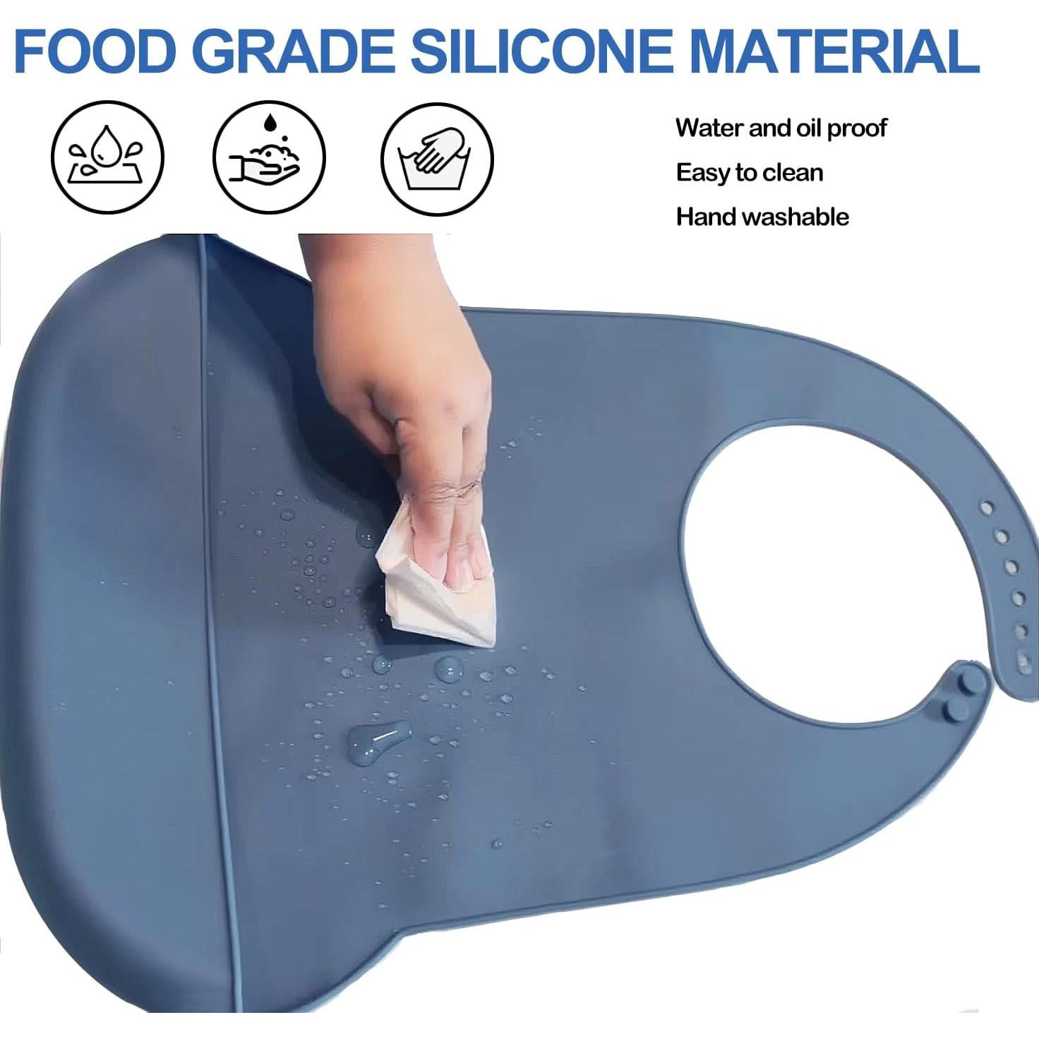 Bibs de Silicona para Adultos Ajustables y Lavables - Impermeables