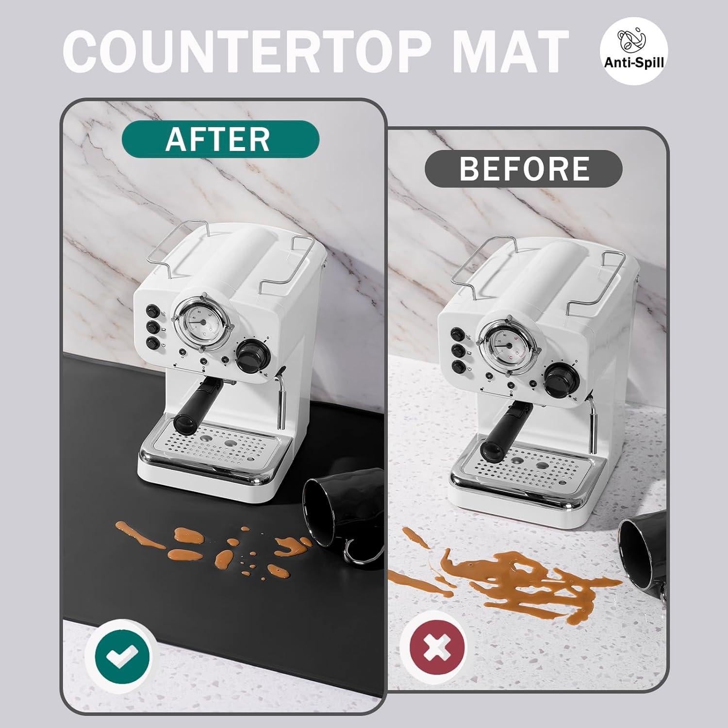 SAPID 32"x24" Extra Large Silicone Mat With Raised Edge, Rolled-Up Silicone Mats For Kitchen Counter Heat Resistant Silicone Mat With Lip, Thick Countertop Protector Mat,Silicone Mats For Crafts,Black