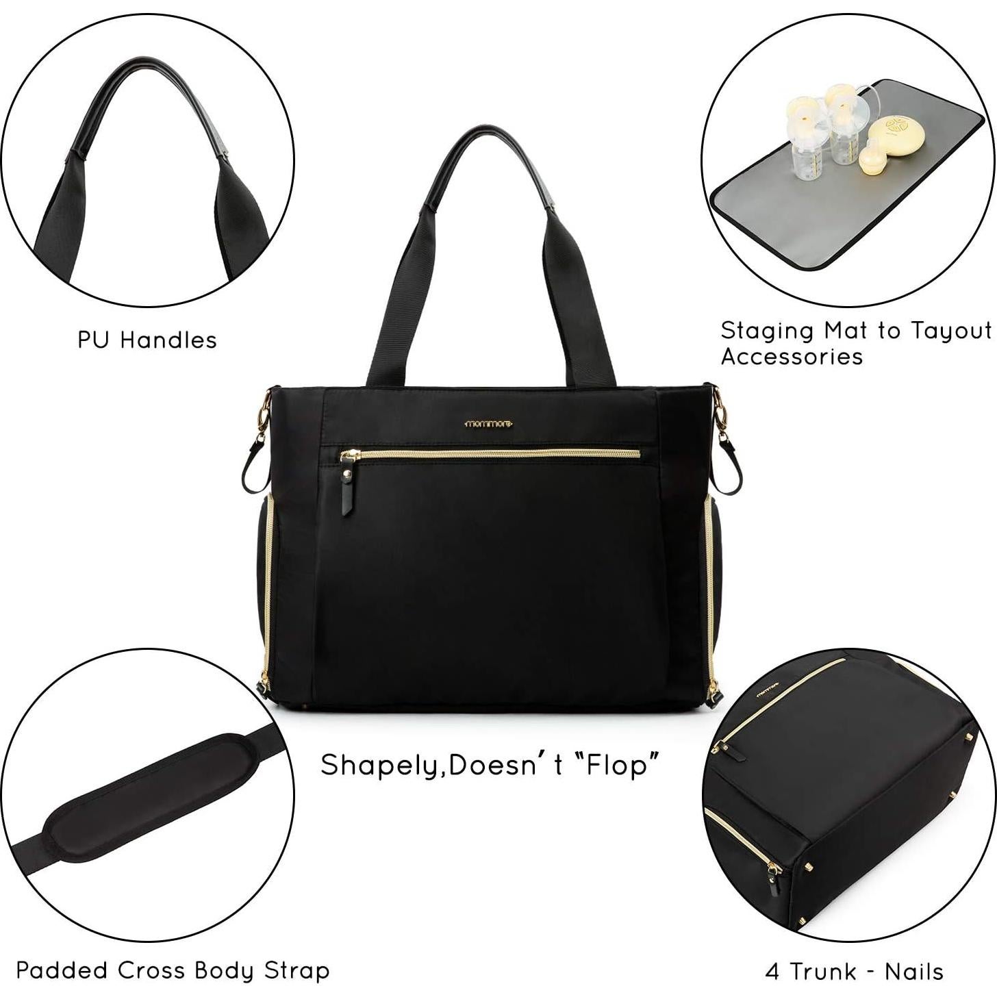 Bolsa de Bomba de Pecho Mommore con Compartimentos y Funda para Laptop 15"