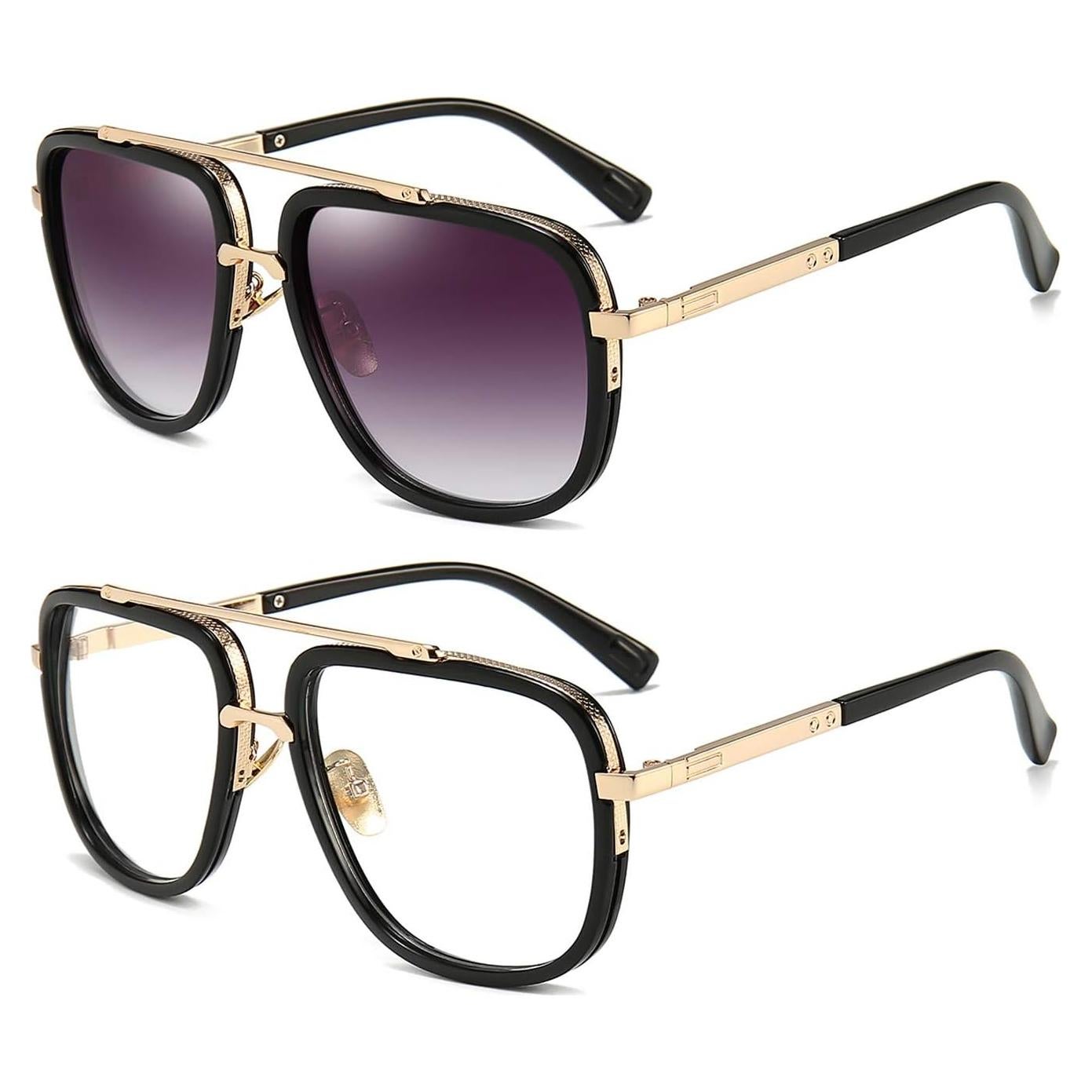 Gafas de sol aviador cuadradas Dollger UV400 marco dorado