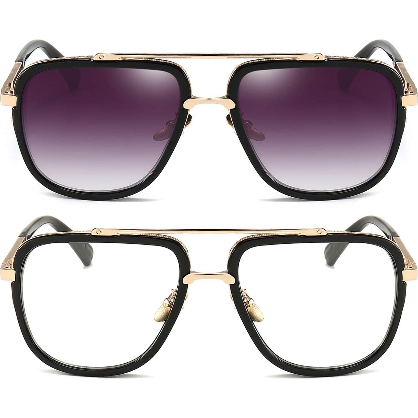 Gafas de sol aviador cuadradas Dollger UV400 marco dorado