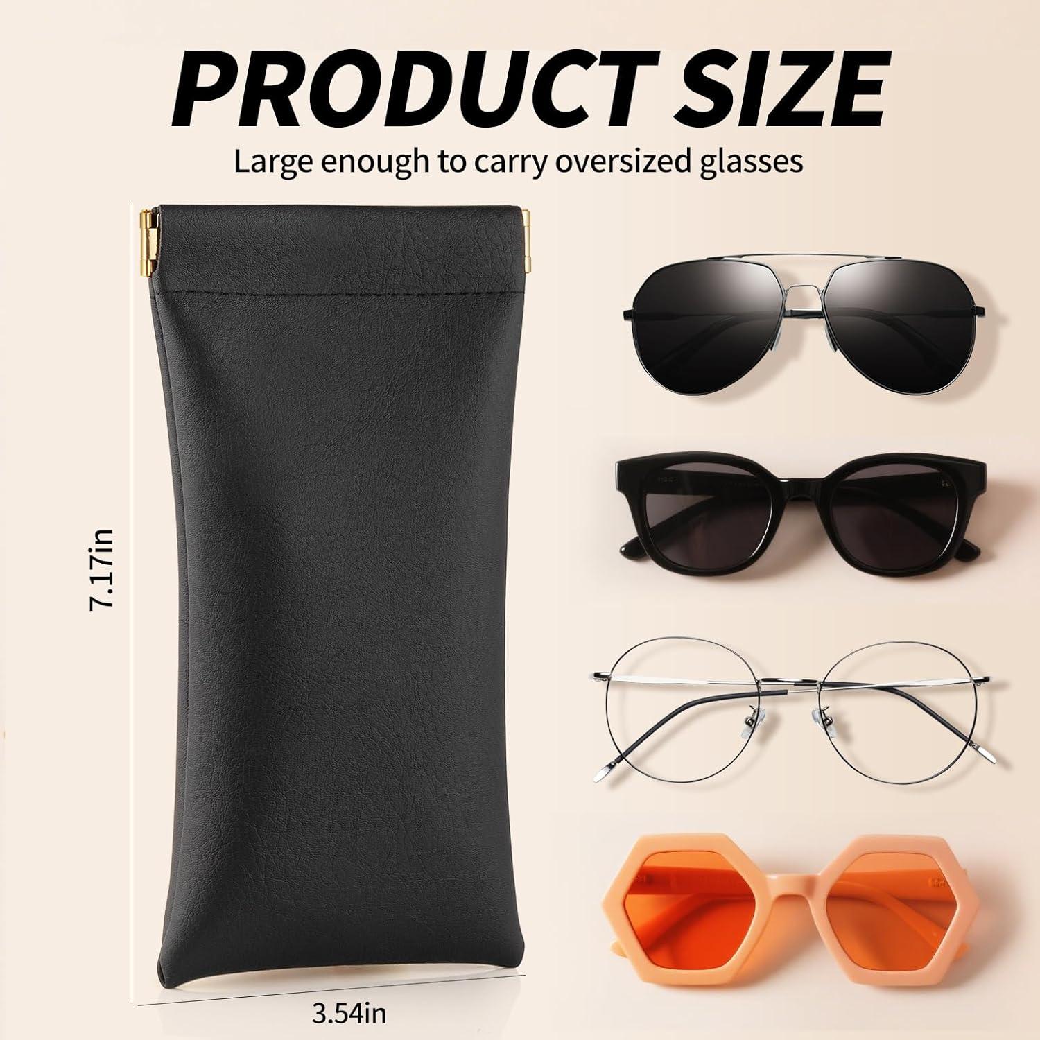 Estuche de Gafas de Cuero PU Negro 3 Pack - Portátil y Ligero