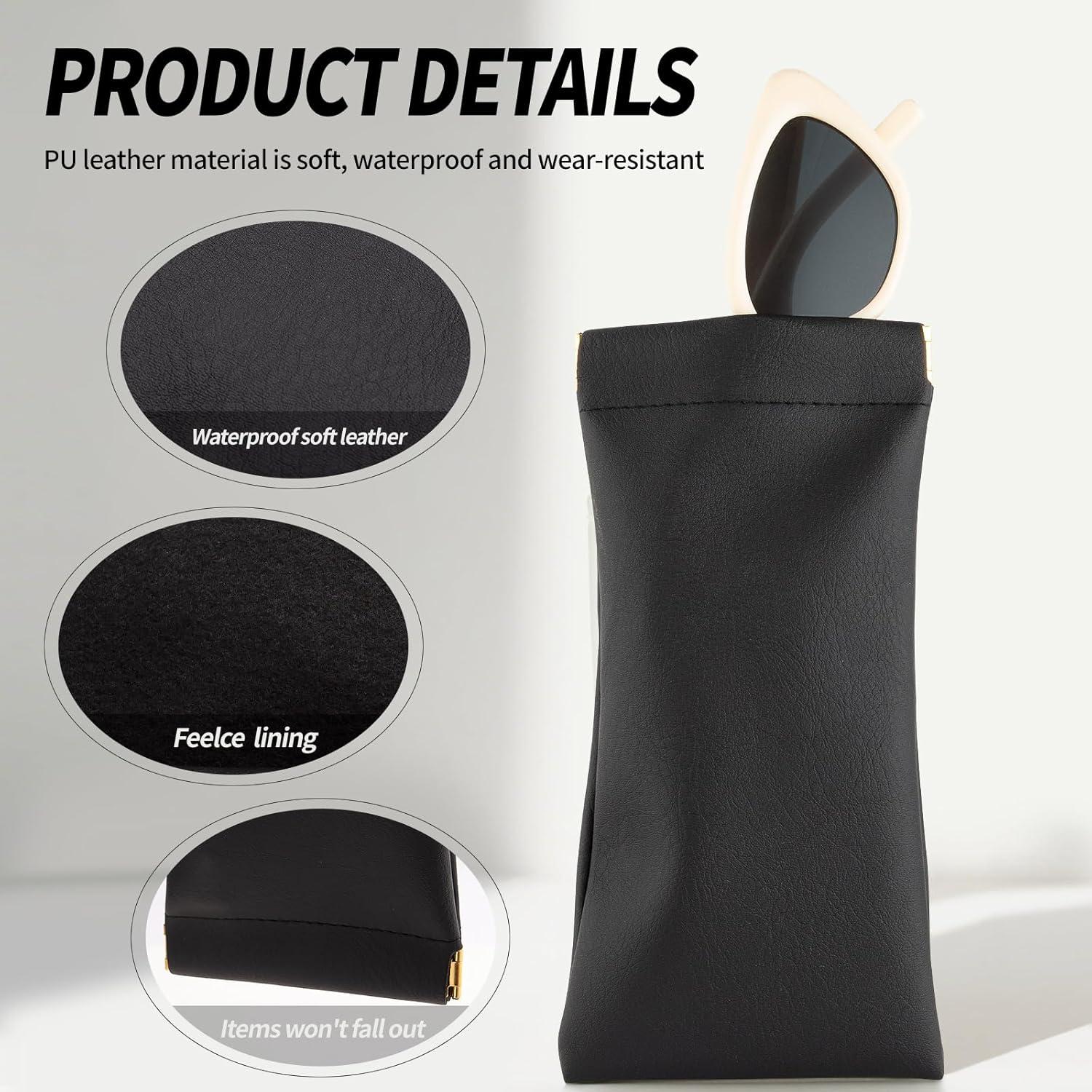 Estuche de Gafas de Cuero PU Negro 3 Pack - Portátil y Ligero