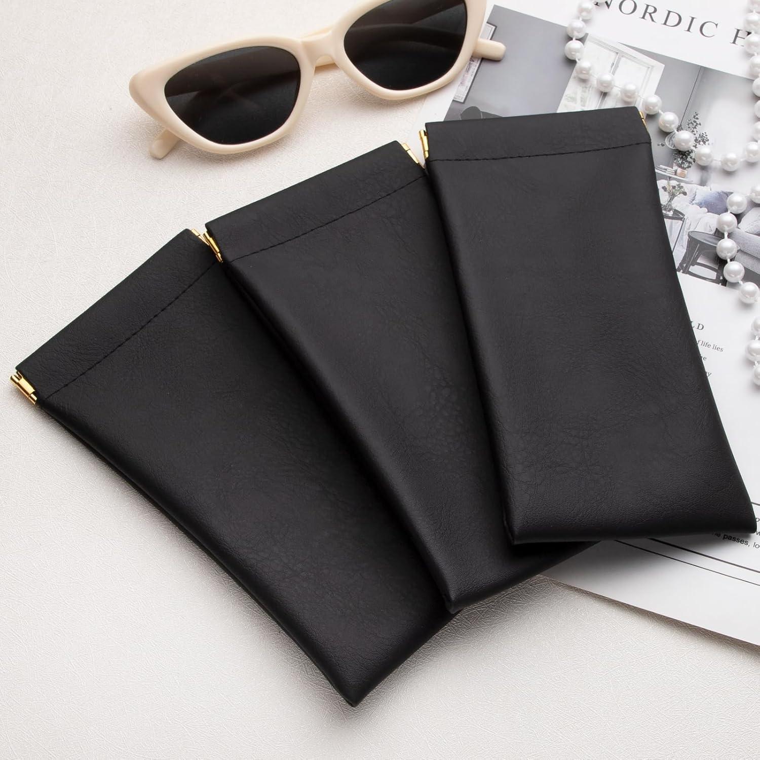 Estuche de Gafas de Cuero PU Negro 3 Pack - Portátil y Ligero