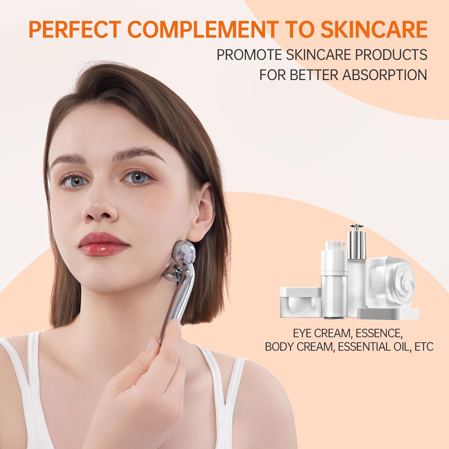 Rodillo Facial y Gua Sha de Metal InfiniteRelax - Antienvejecimiento