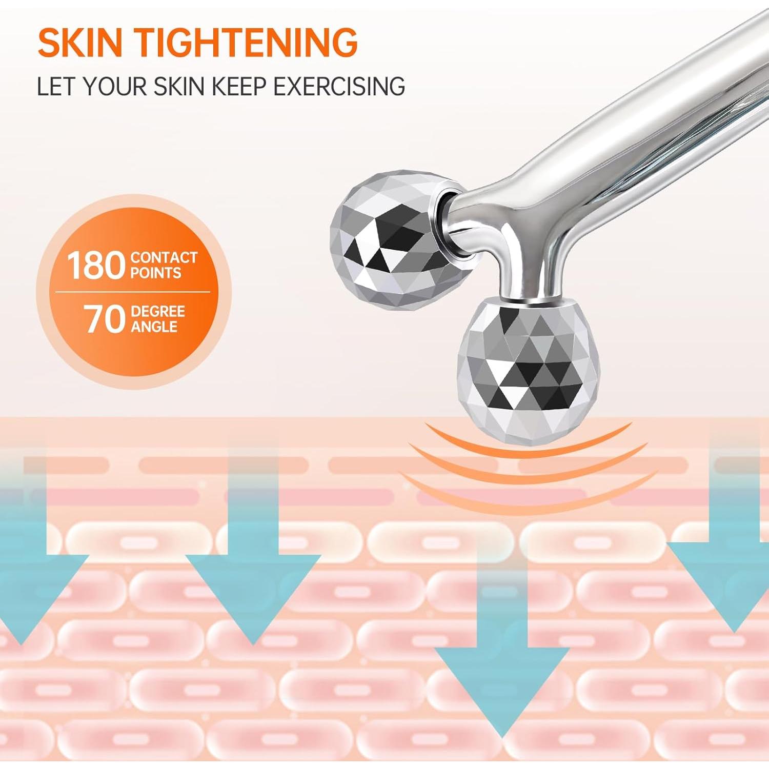 Rodillo Facial y Gua Sha de Metal InfiniteRelax - Antienvejecimiento