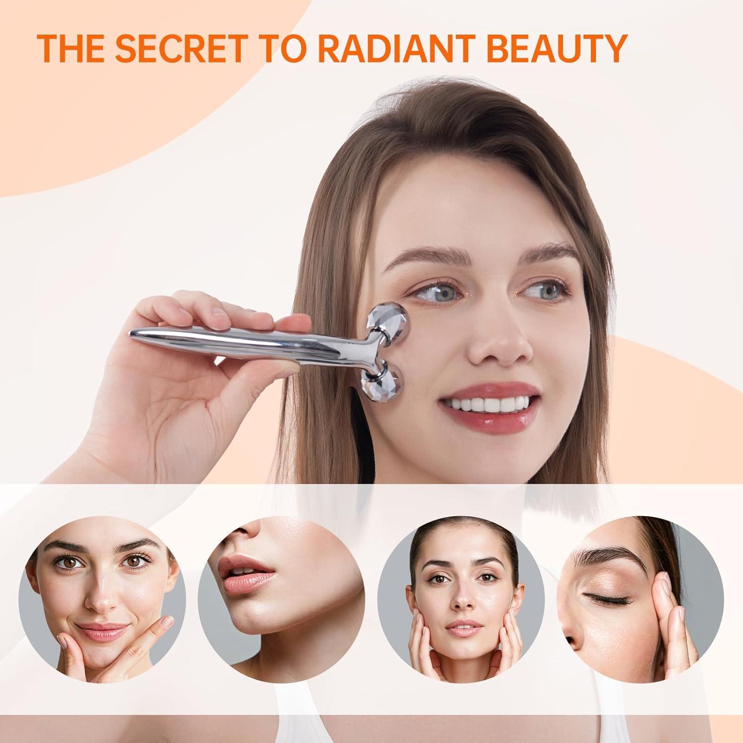 Rodillo Facial y Gua Sha de Metal InfiniteRelax - Antienvejecimiento