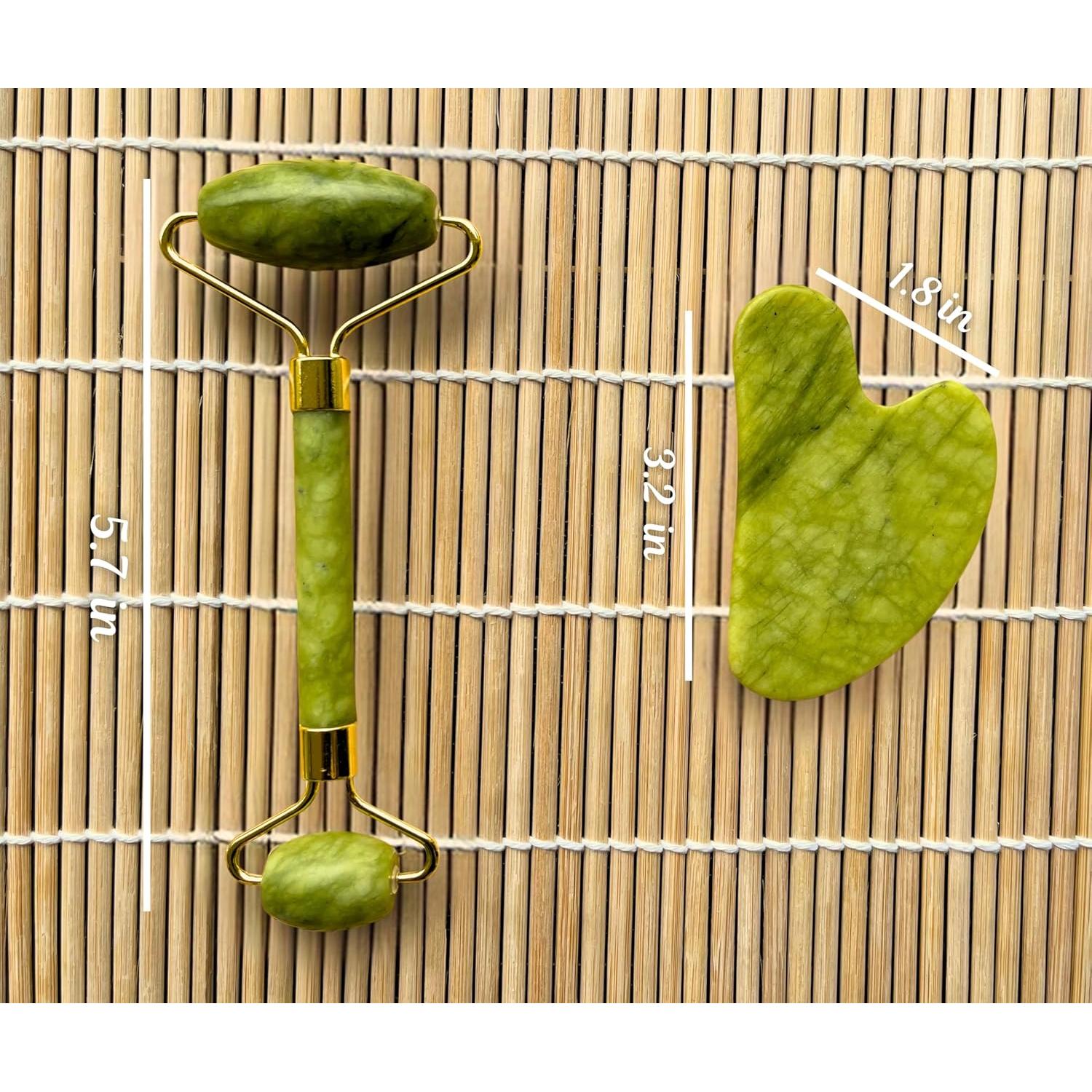 Juego de Gua Sha y Rodillo de Jade AEFRA - Cuidado Facial Antienvejecimiento