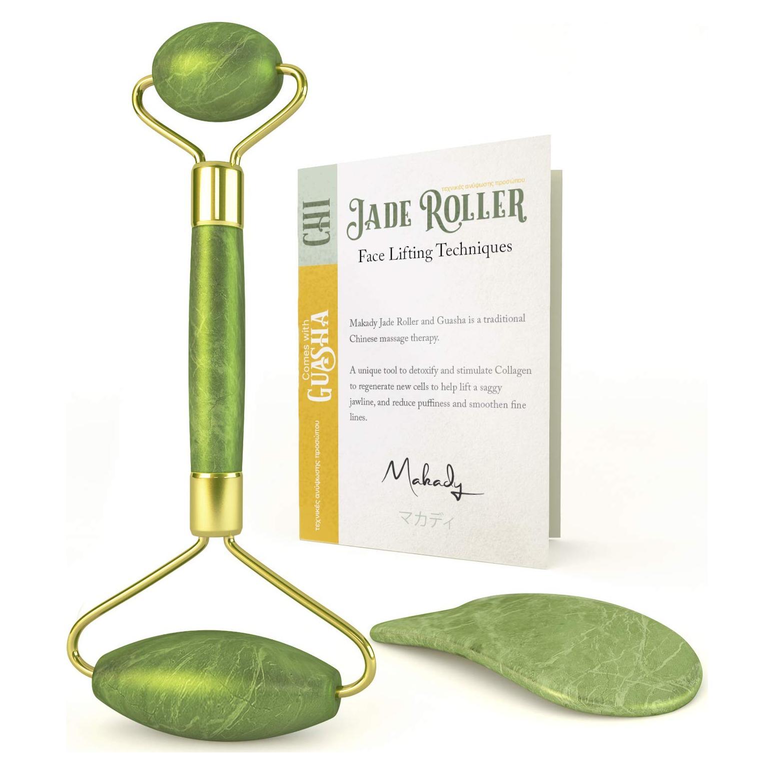 Rodillo de Jade Natural Makady - Gua Sha Antienvejecimiento