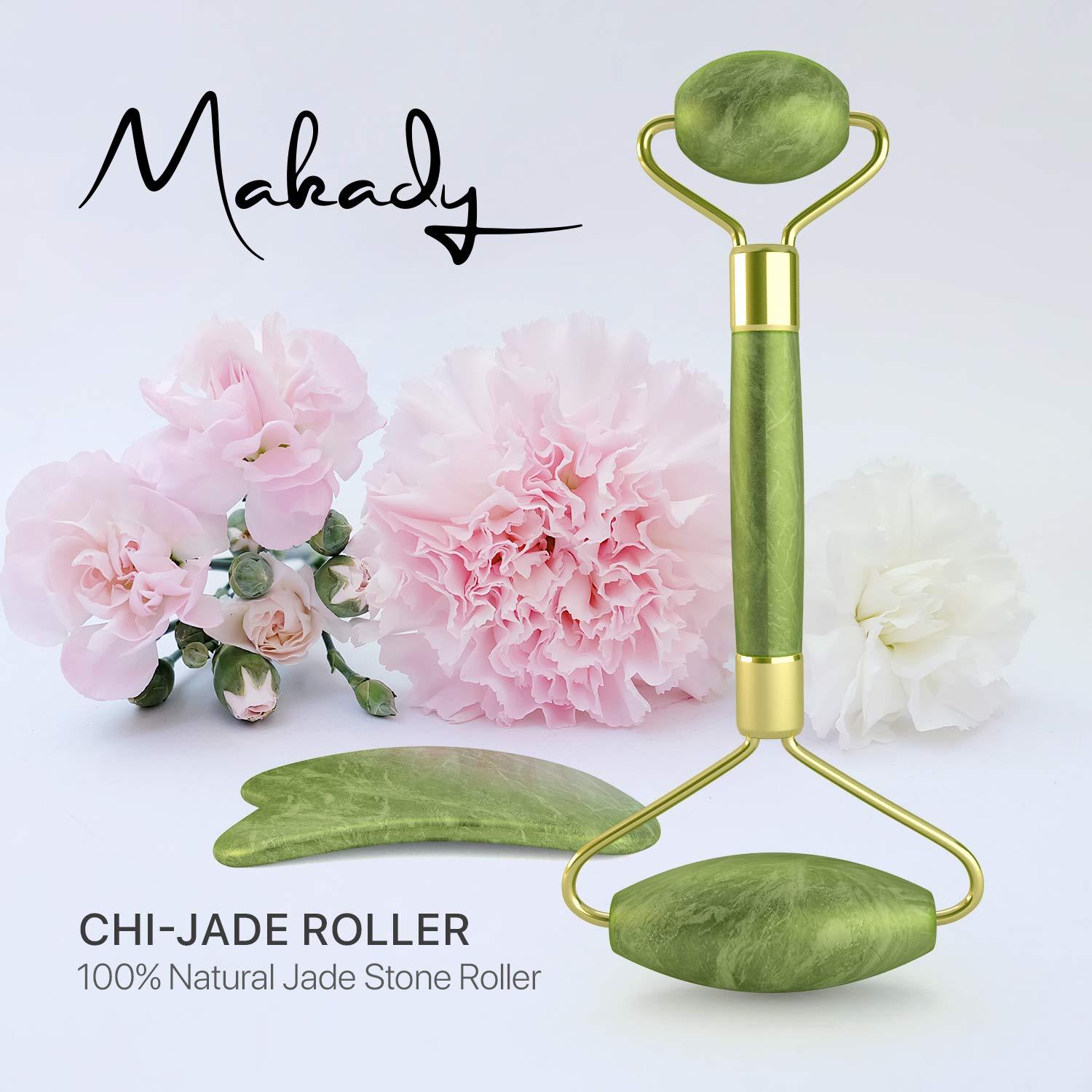 Rodillo de Jade Natural Makady - Gua Sha Antienvejecimiento
