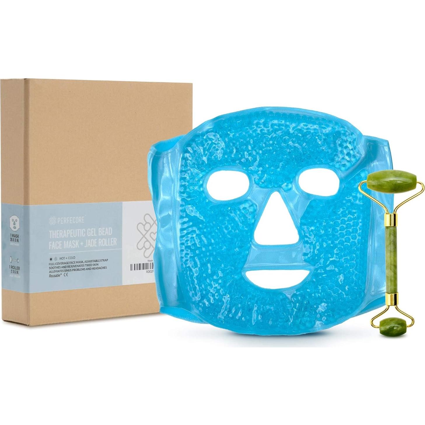 Set de Máscara Facial de Hielo y Rodillo de Jade - Antienvejecimiento