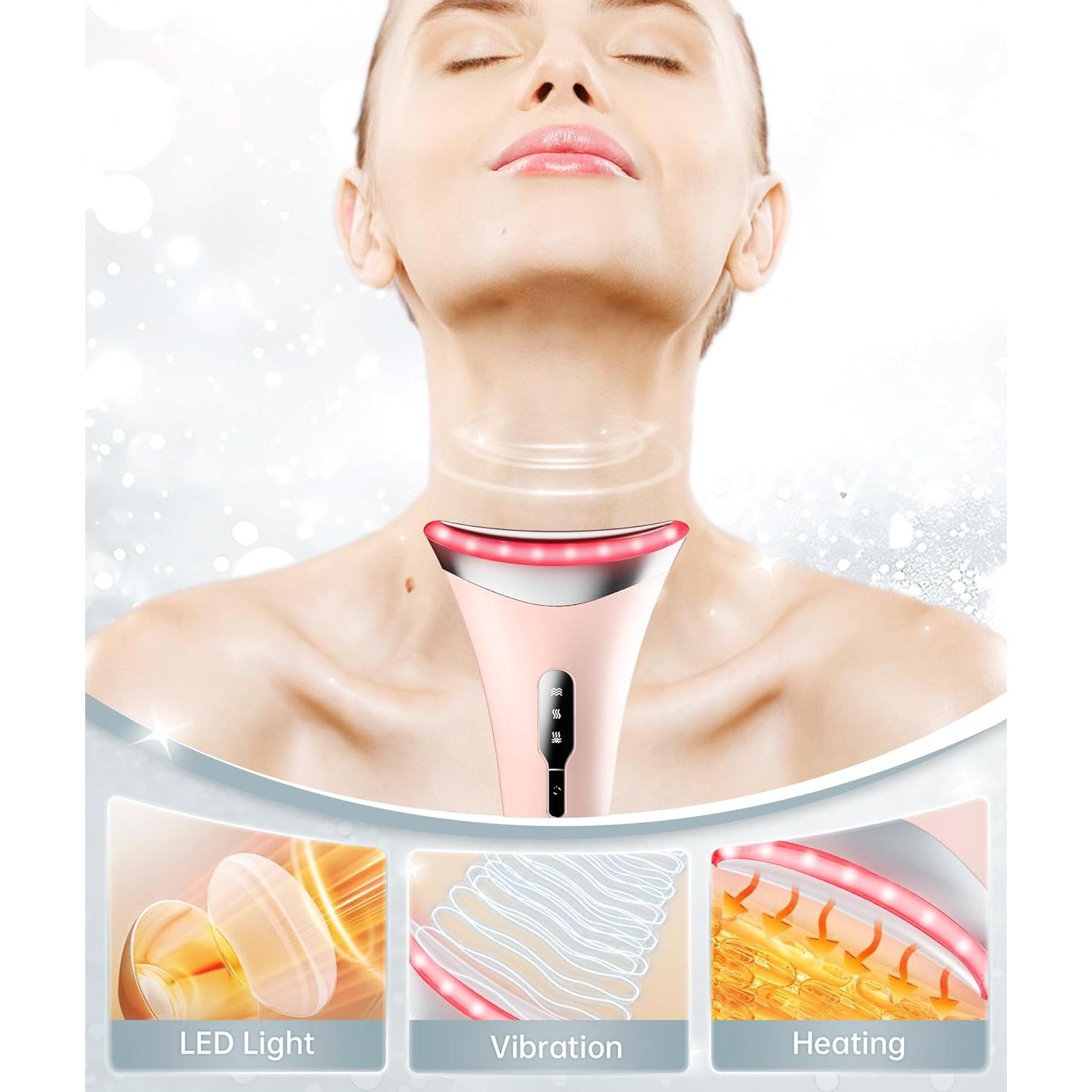 Masajeador Facial LED 7 Colores Baihui MJ-400 Rosa