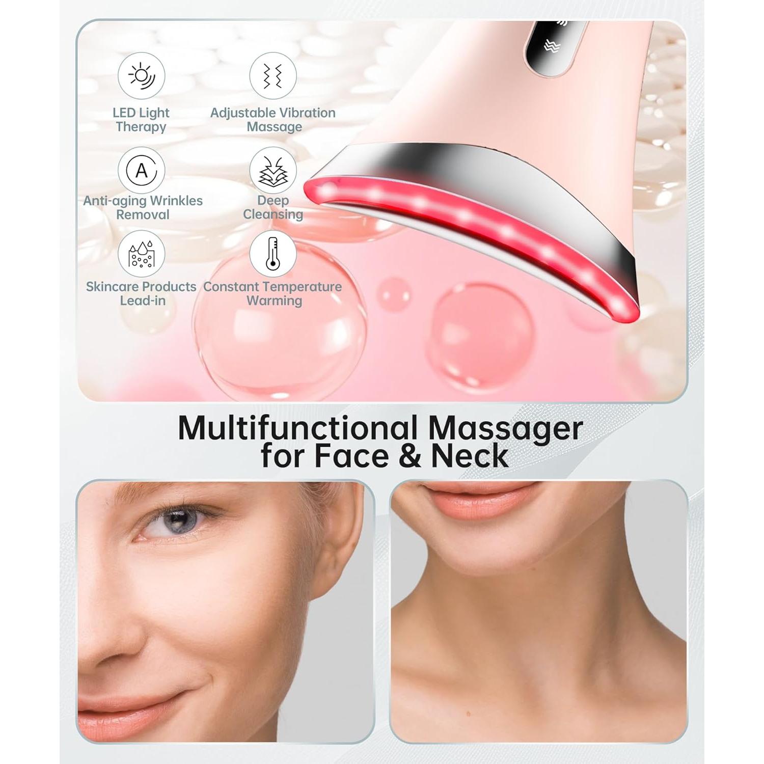 Masajeador Facial LED 7 Colores Baihui MJ-400 Rosa