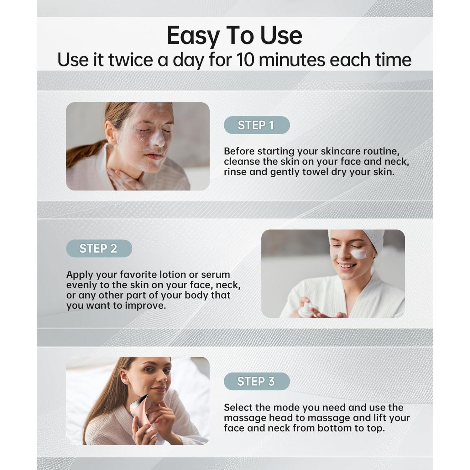 Masajeador Facial LED 7 Colores Baihui MJ-400 Rosa