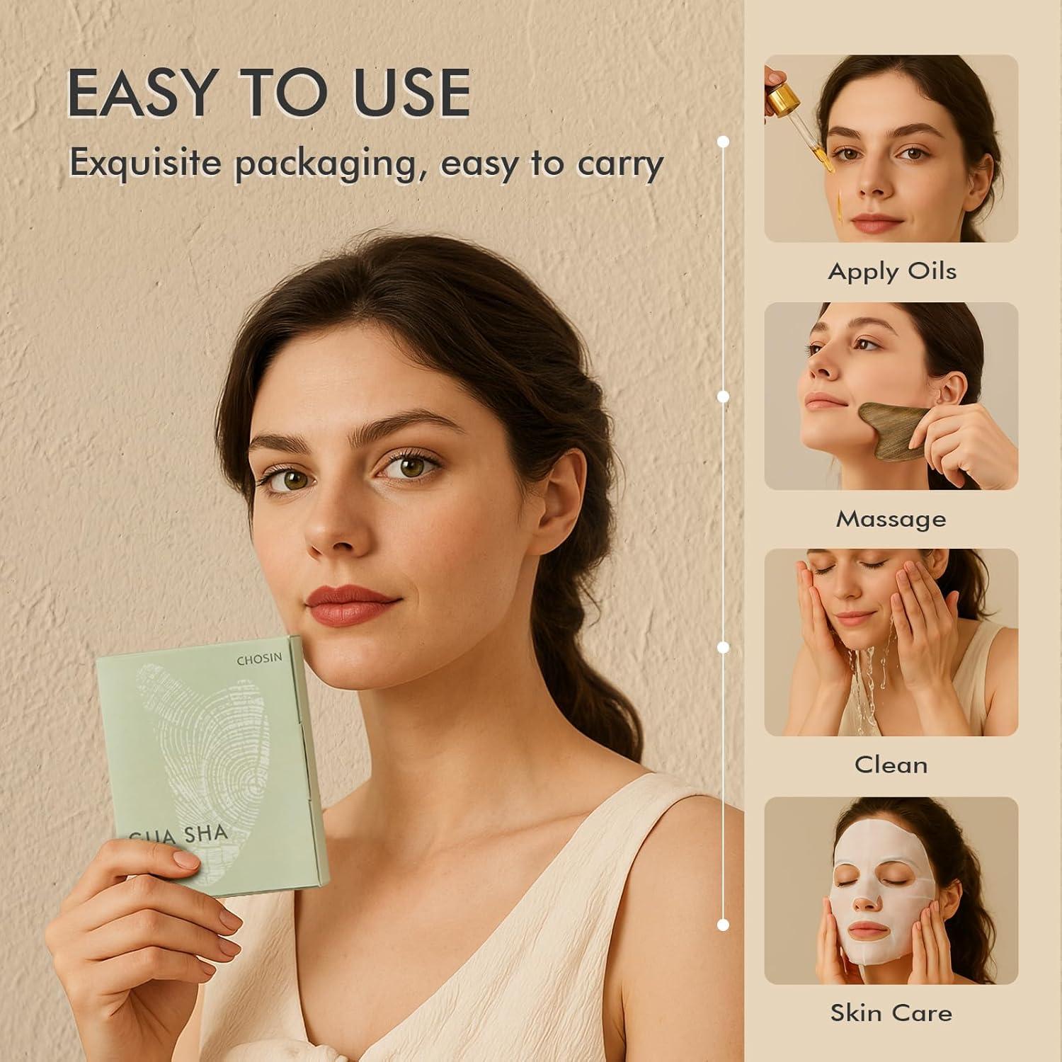 Herramienta Gua Sha de Sándalo CHOSIN para Masaje Facial