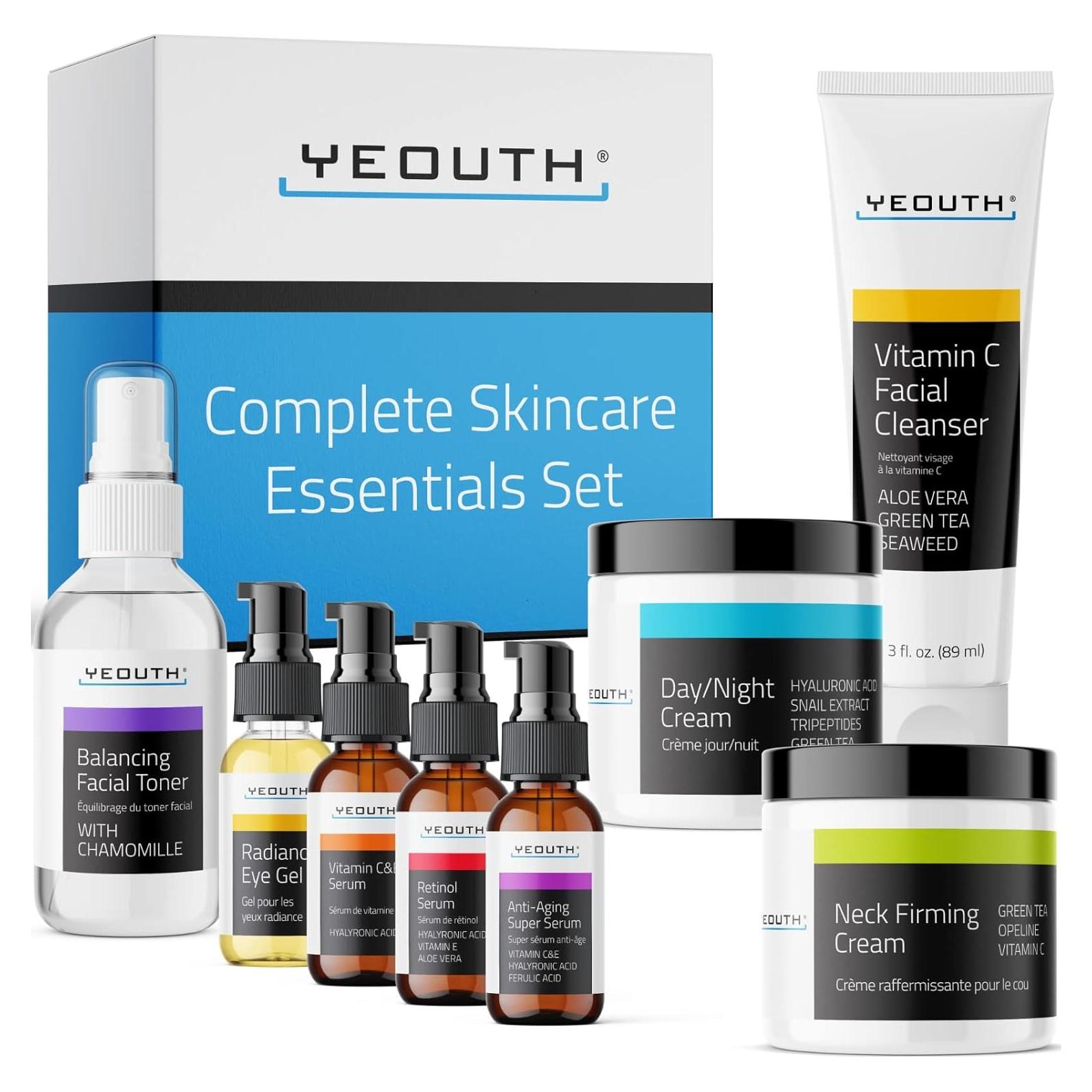 Conjunto de Cuidado de la Piel YEOUTH 8 Piezas - Suero Retinol, Vitamina C