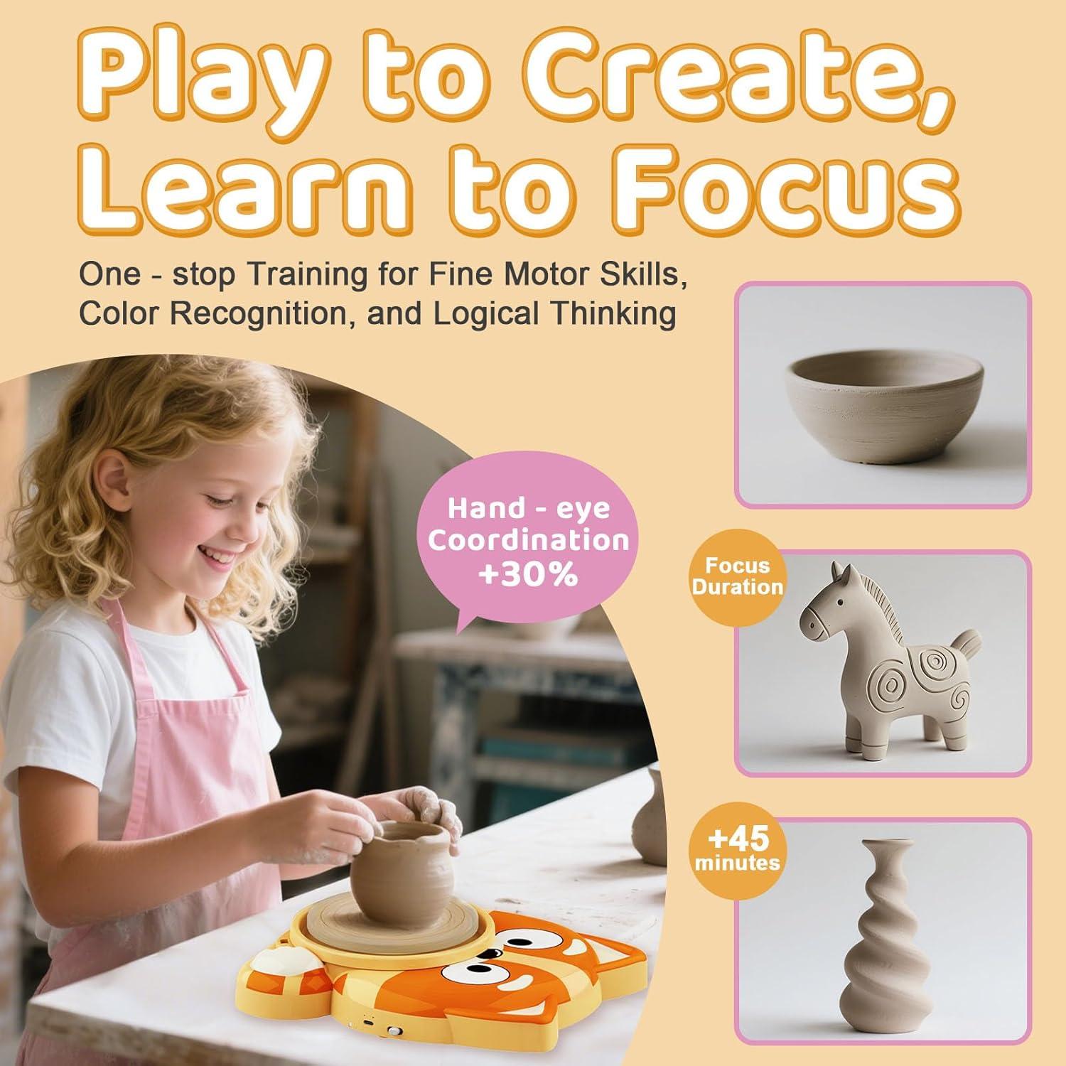 Torno de Alfarería Mini Innofans con Pedal y Arcilla Seca al Aire