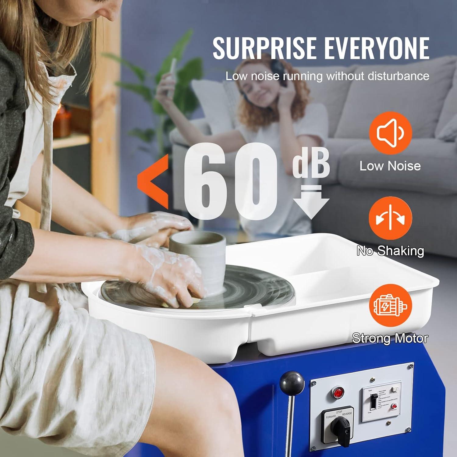 Rueda de Alfarería VEVOR 11" 350W con Pedal y Accesorios