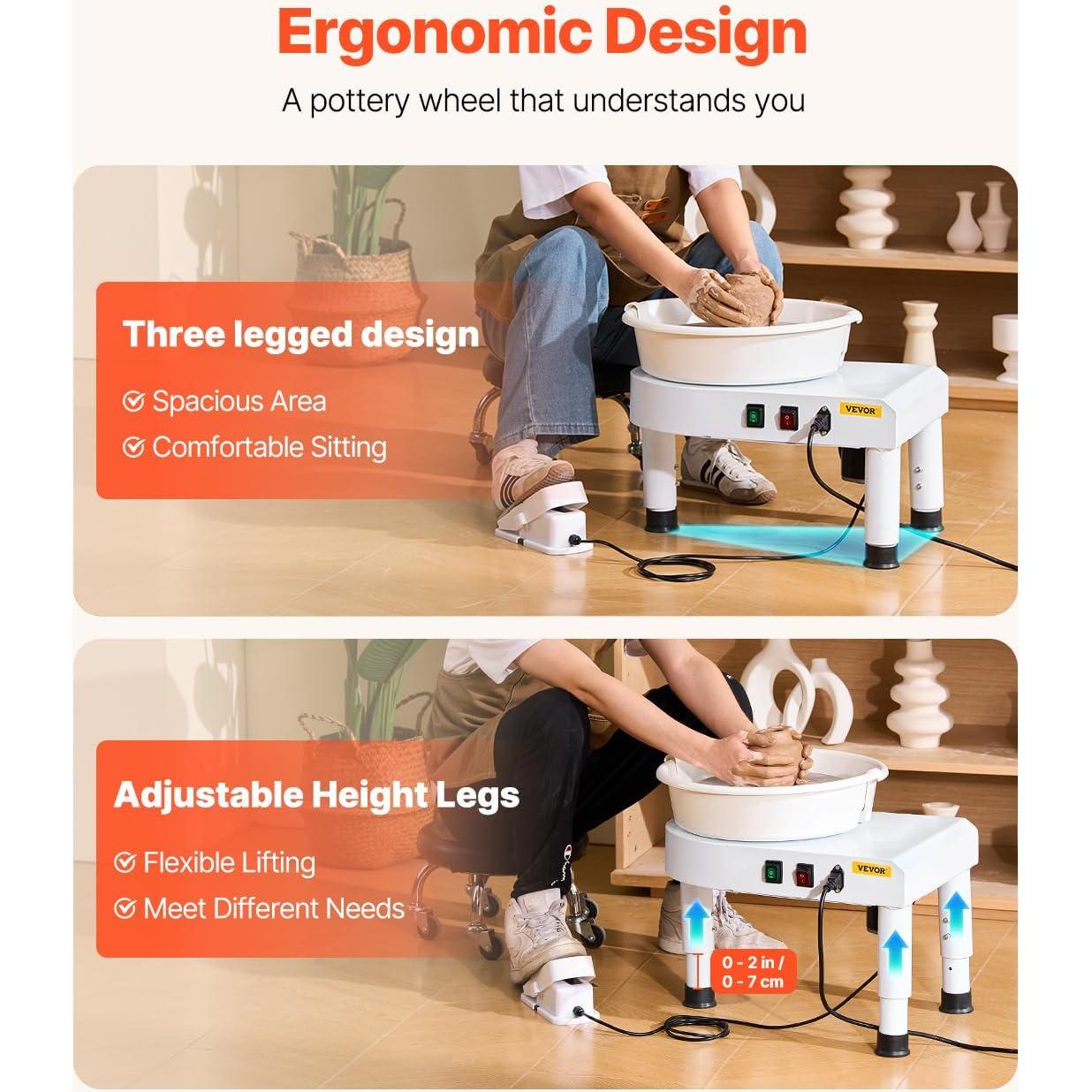 Rueda de Alfarería VEVOR 11" 350W Ajustable 60-300RPM