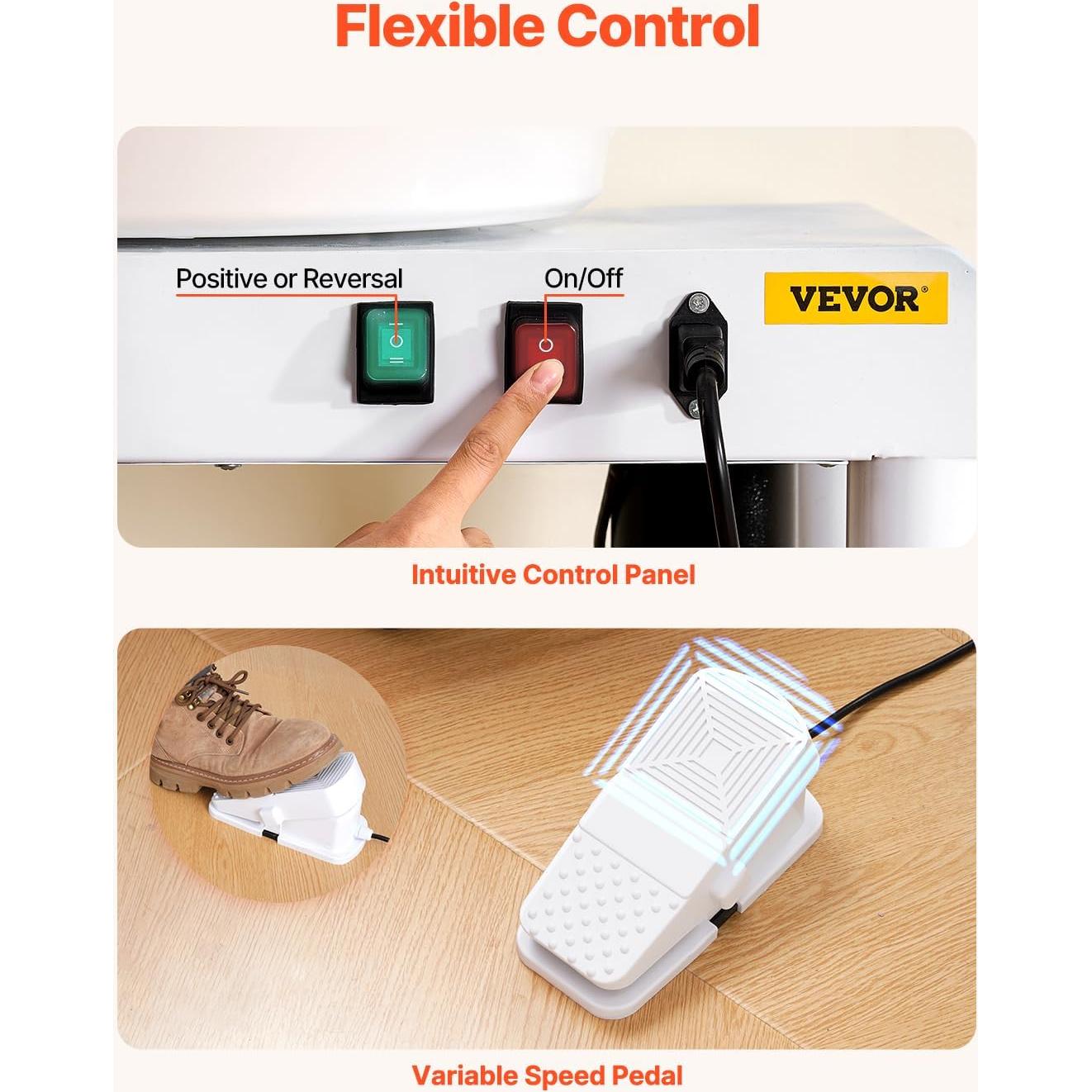 Rueda de Alfarería VEVOR 11" 350W Ajustable 60-300RPM