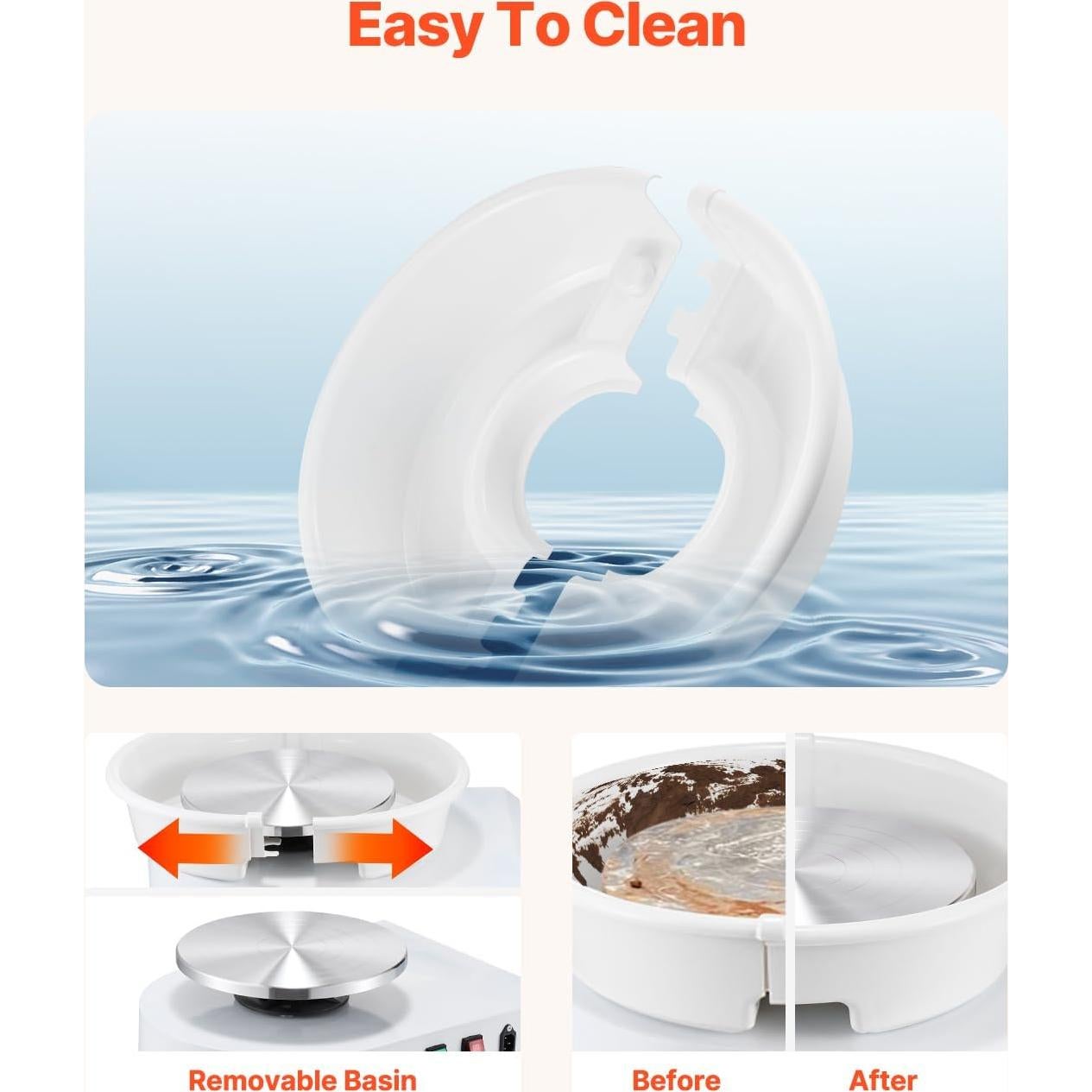 Rueda de Alfarería VEVOR 11" 350W Ajustable 60-300RPM