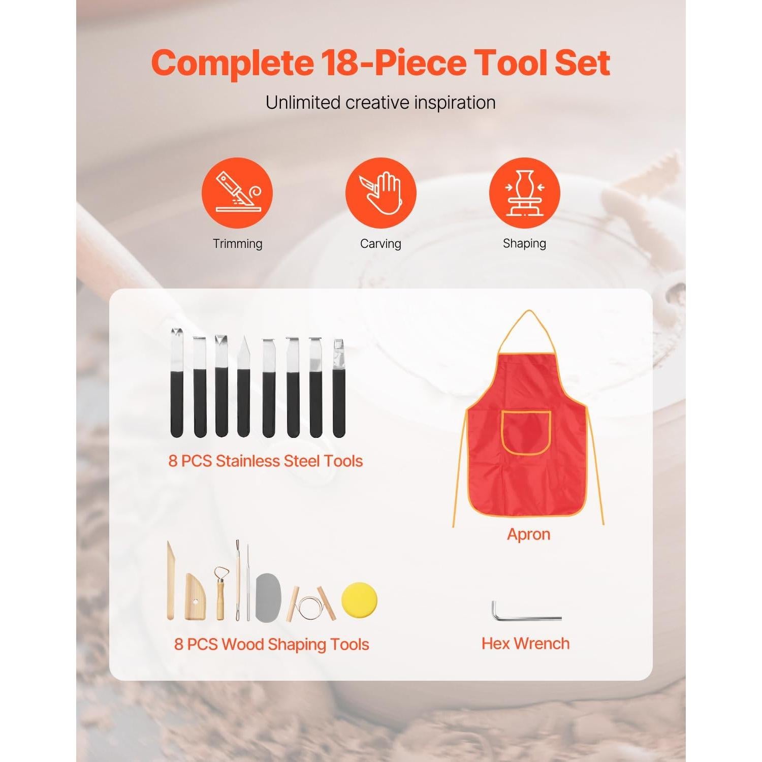 Rueda de Alfarería VEVOR 11" 350W Ajustable 60-300RPM