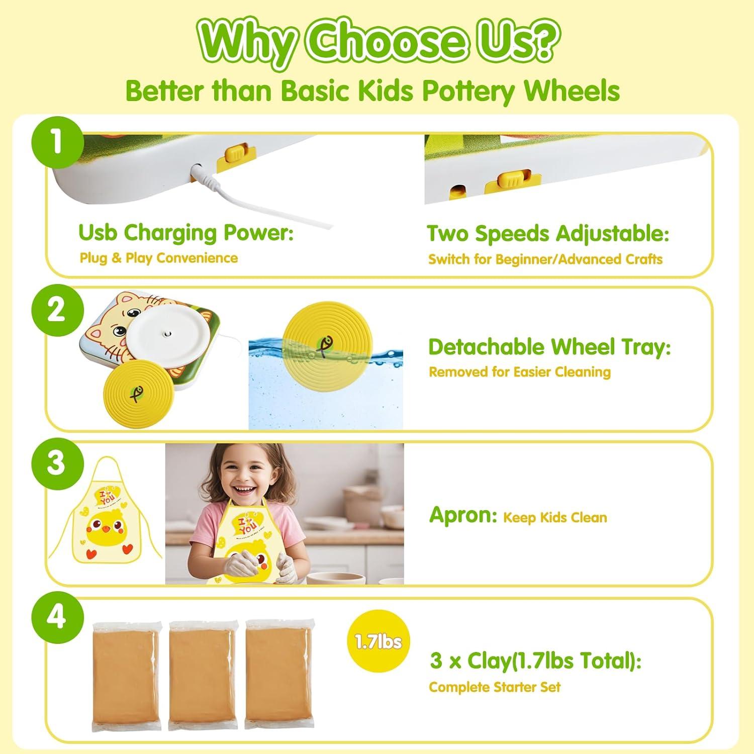 Torno de Alfarería Mikiomie para Niños con Pedal USB