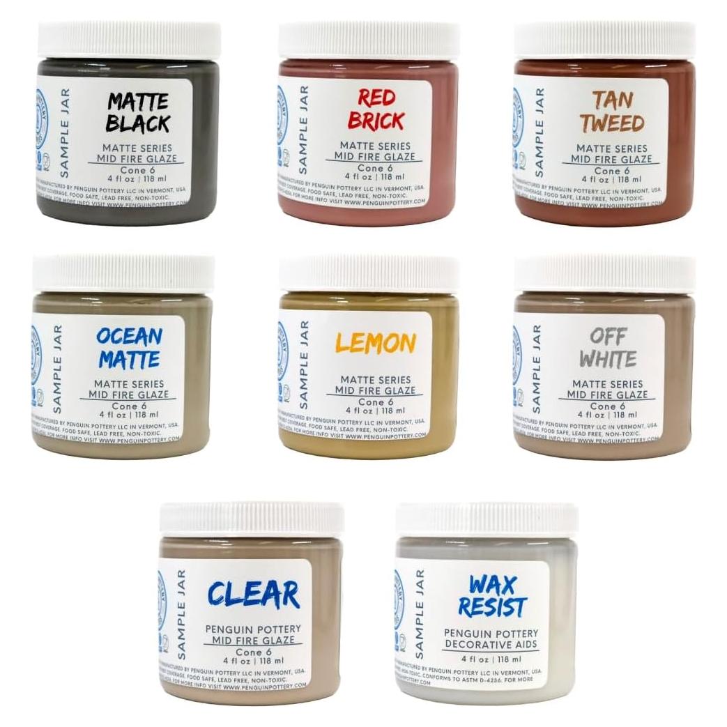 Set de Esmaltes Cerámicos Penguin - Fuego Medio - 8 Tarros 4oz