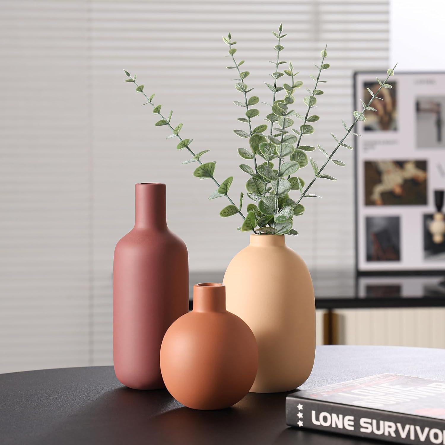 Conjunto de 3 Jarrones de Cerámica Smiletag Modernos 22.5cm