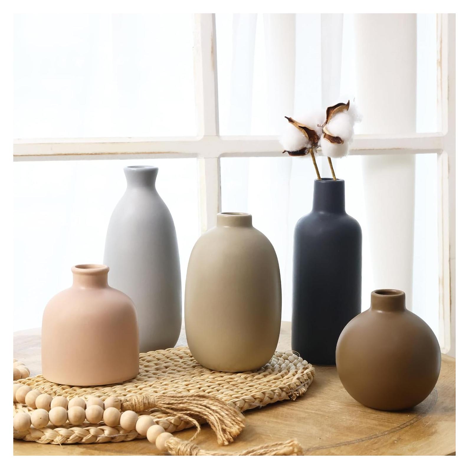 Juego de 5 Jarrones de Cerámica CUCUMI Estilo Granja