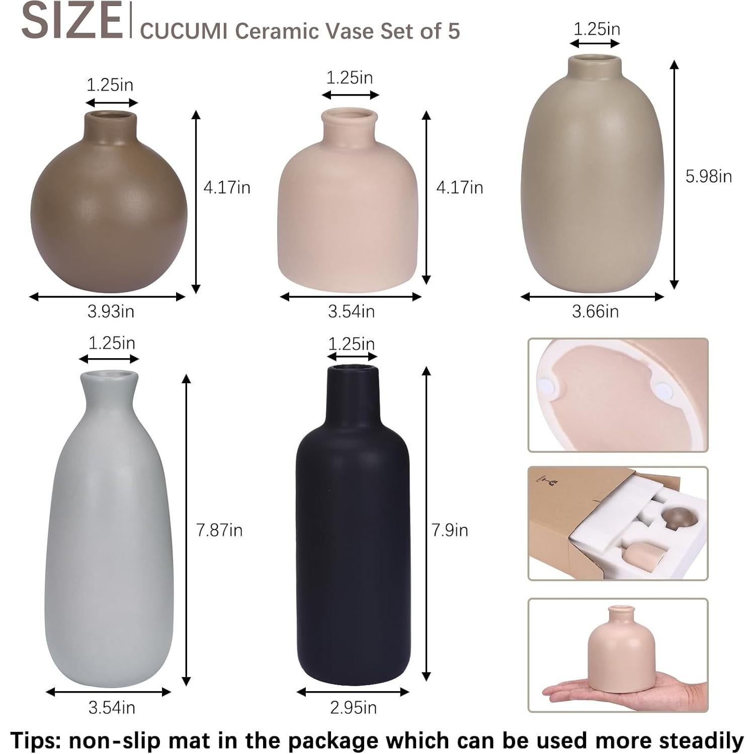 Juego de 5 Jarrones de Cerámica CUCUMI Estilo Granja