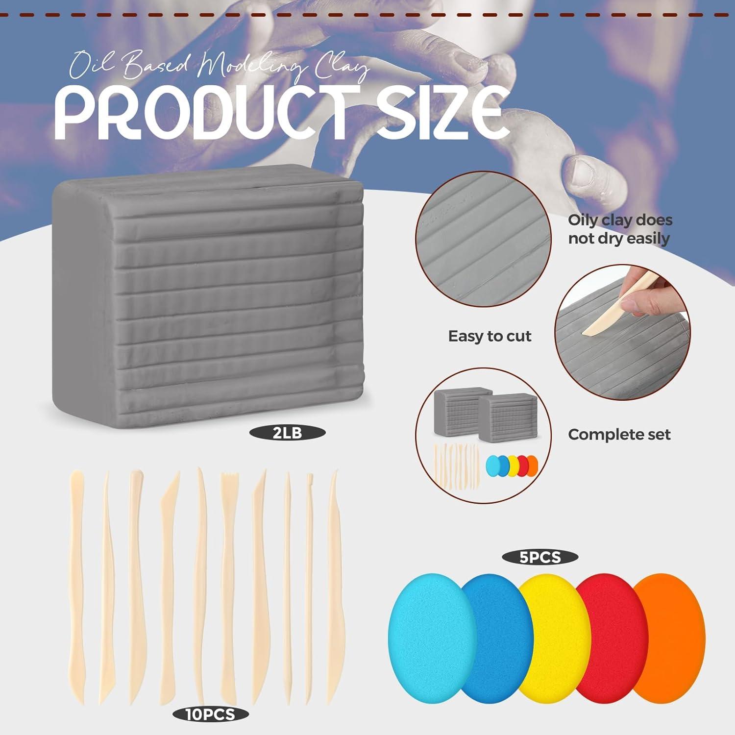 Kit de Arcilla de Modelado Feifeiya 900g Gris con Herramientas